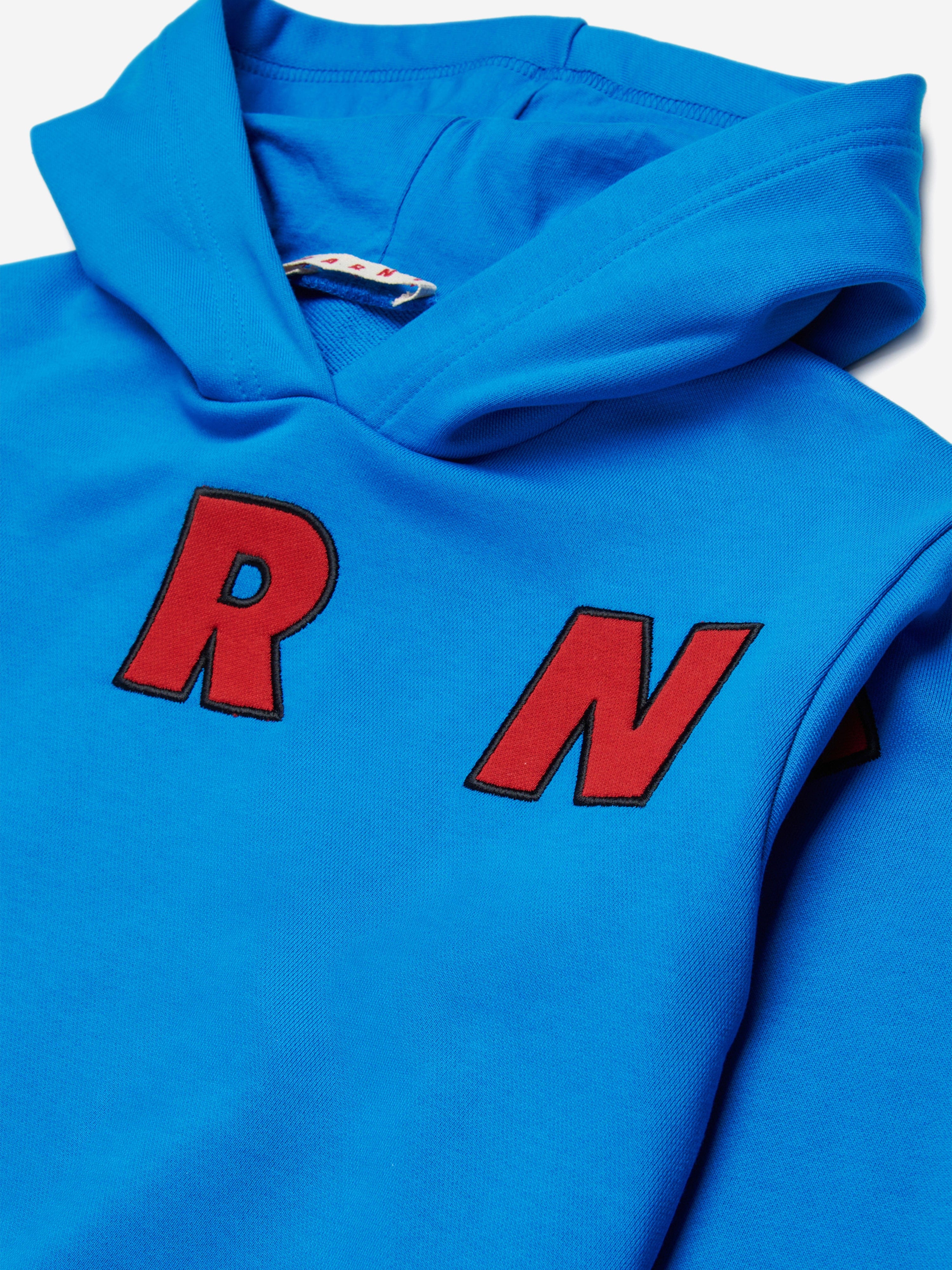MARNI Kids Logo Hoodie in Blue