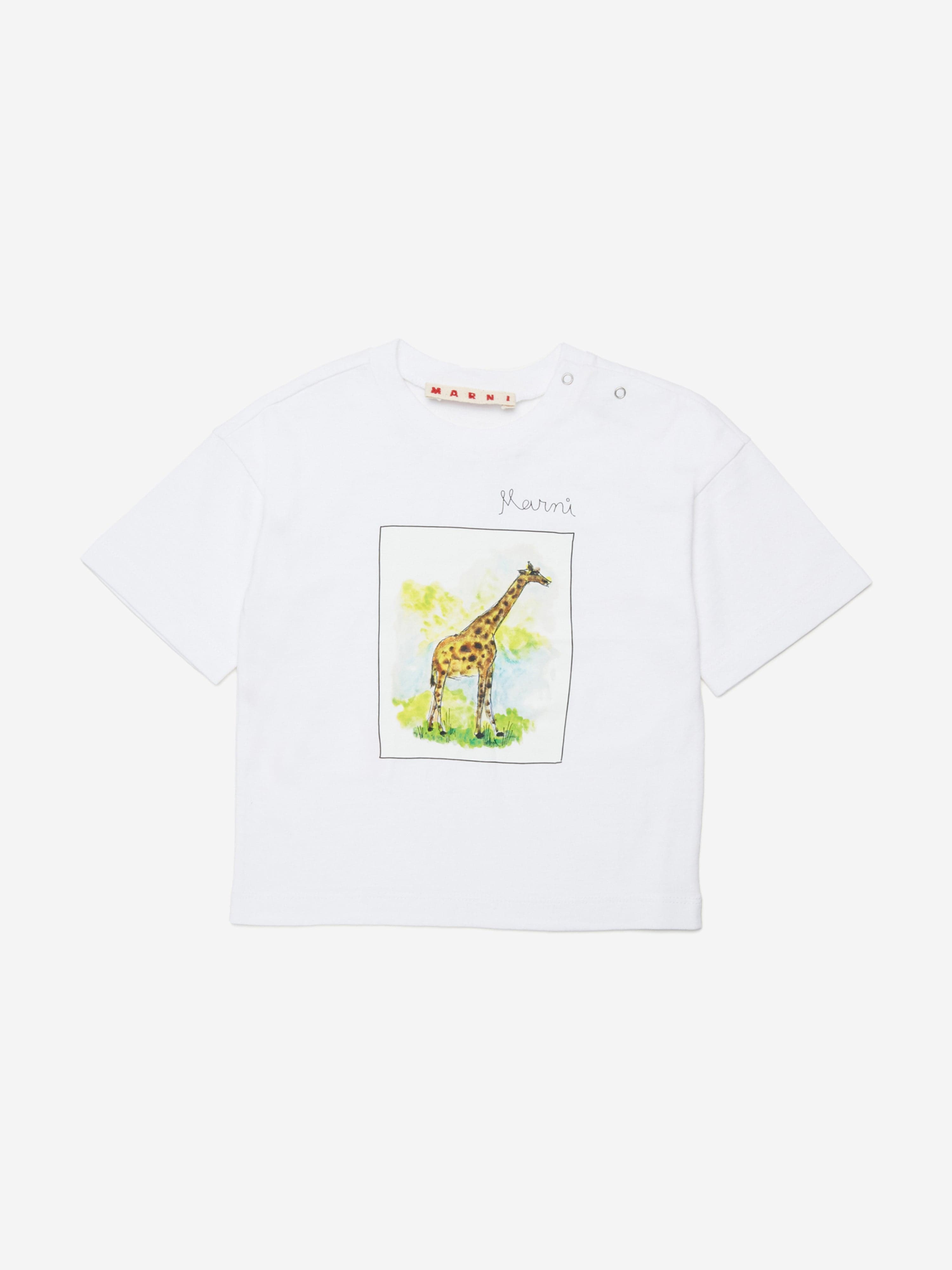 MARNI Baby Giraffe Print T-Shirt in White