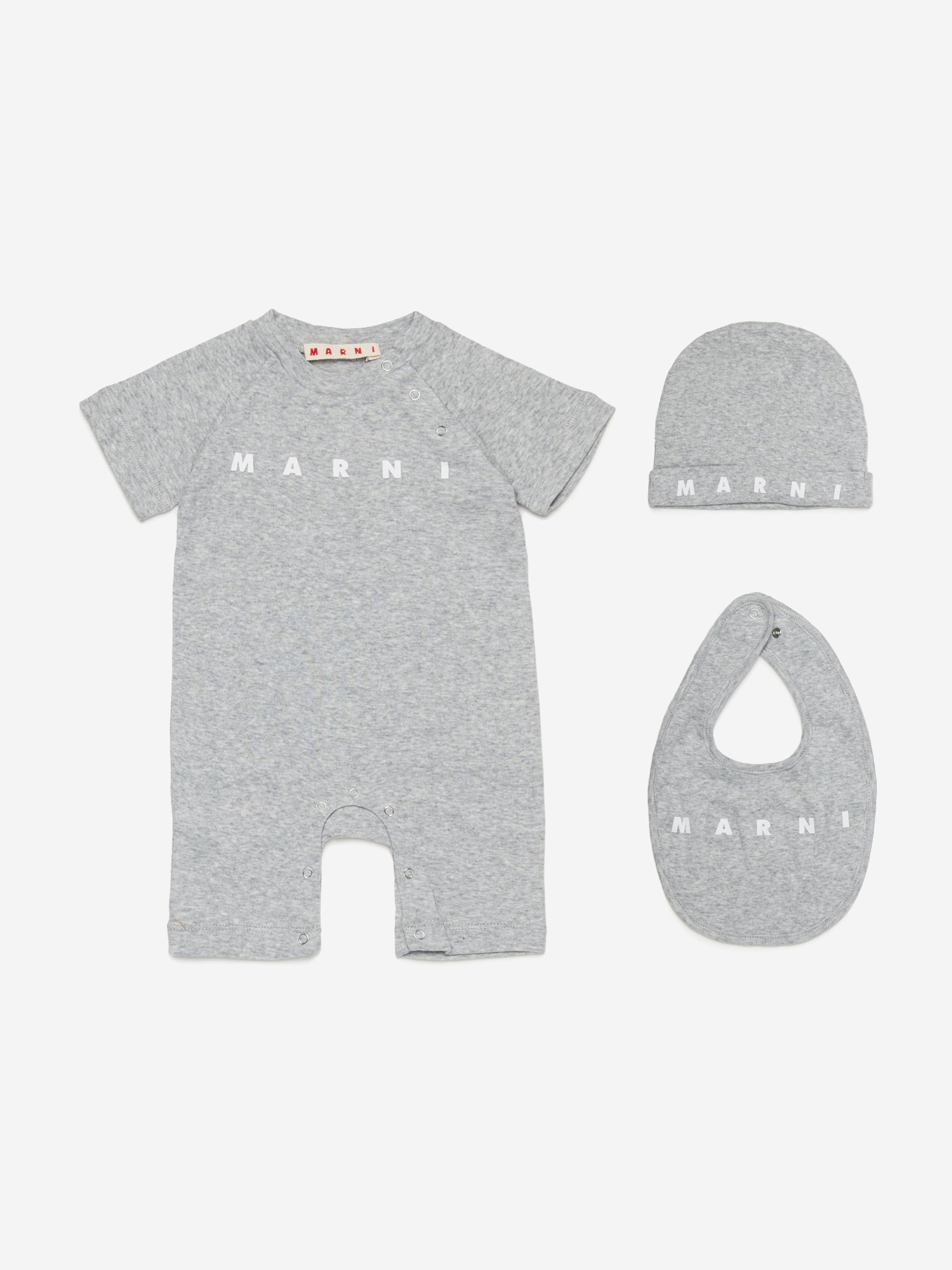MARNI Baby Logo Romper Set in Grey