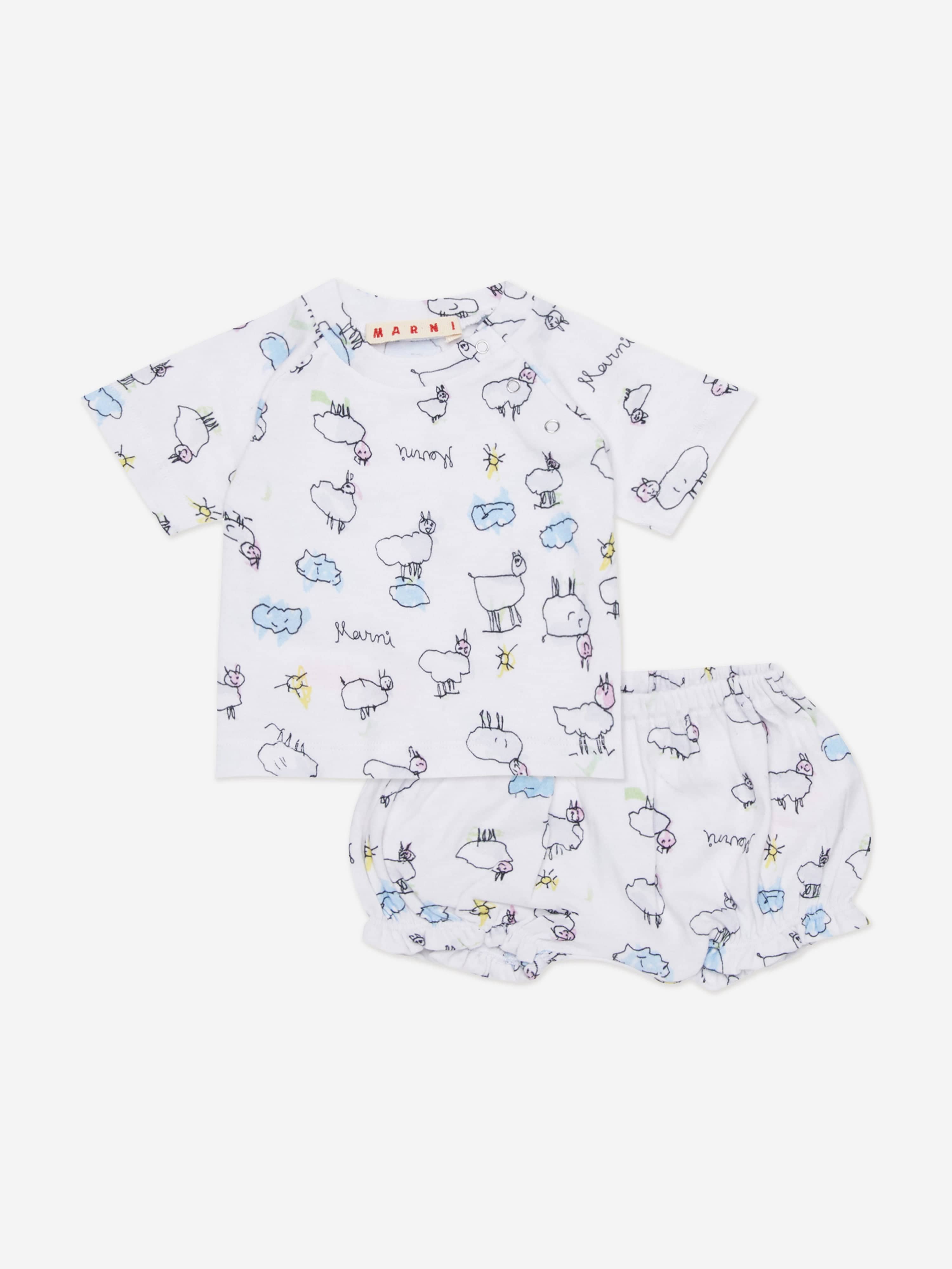 MARNI Baby Short Set in White