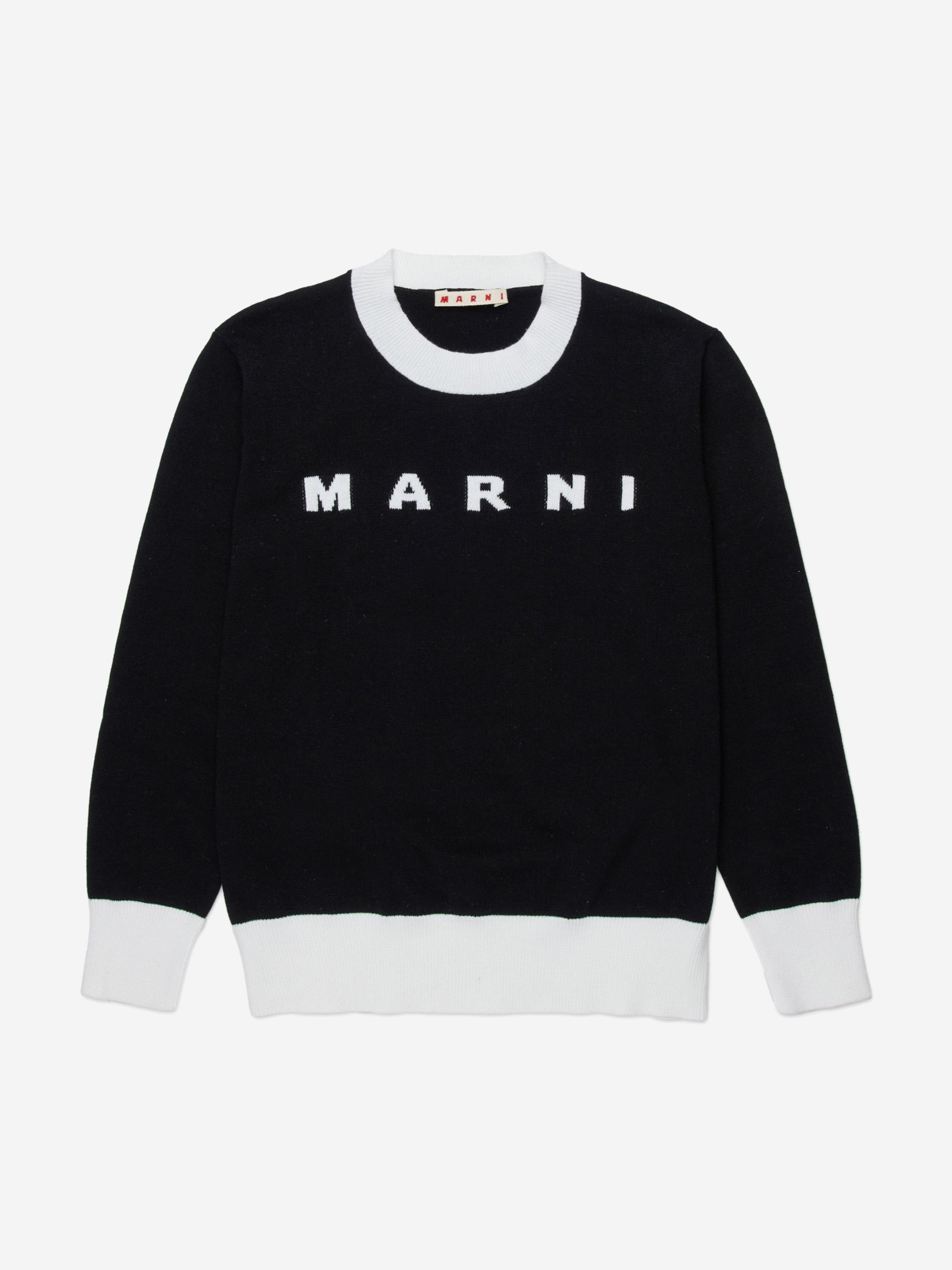 MARNI Kids Cotton Knit Logo Jumper in Black