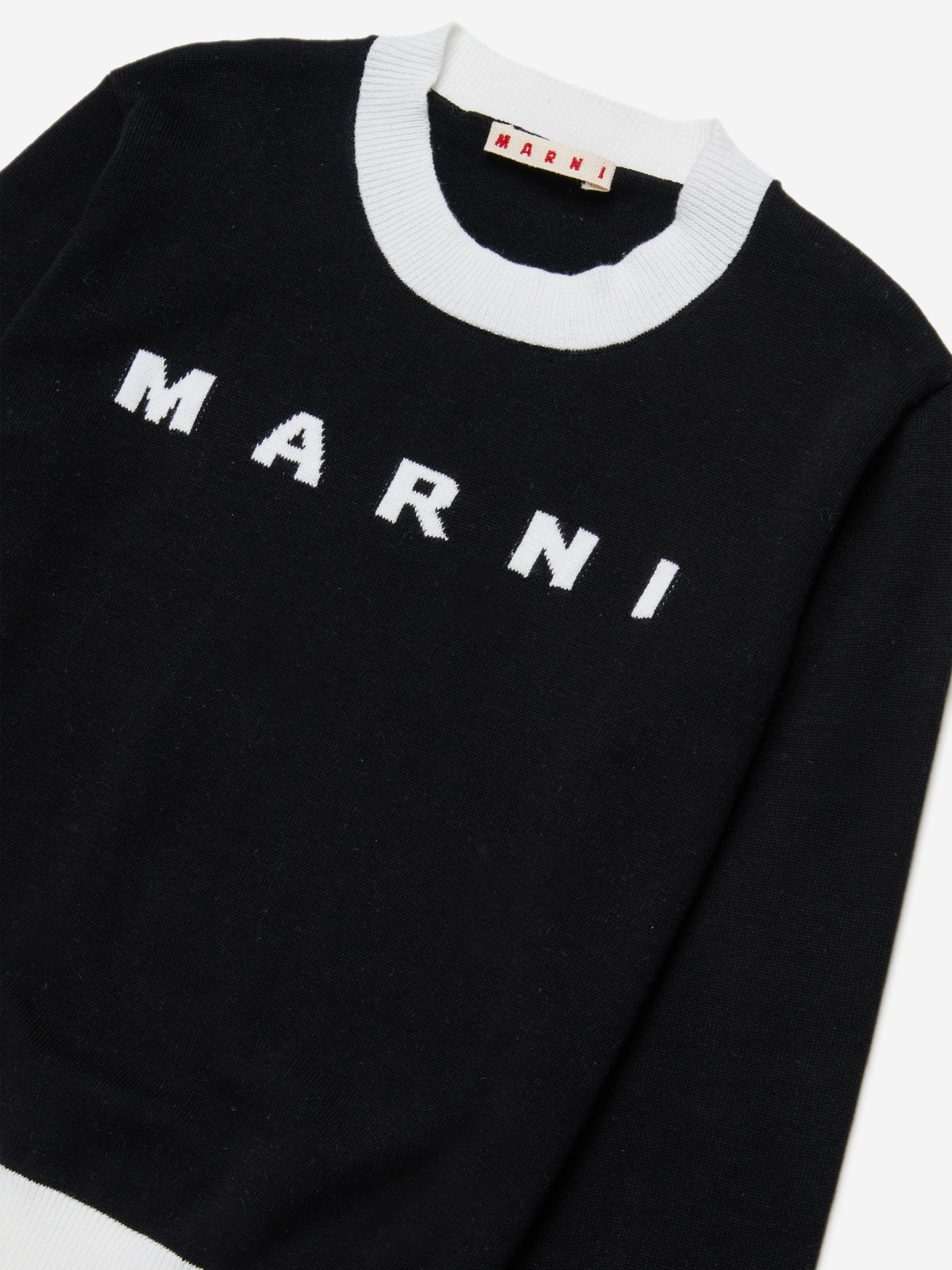 MARNI Kids Cotton Knit Logo Jumper in Black