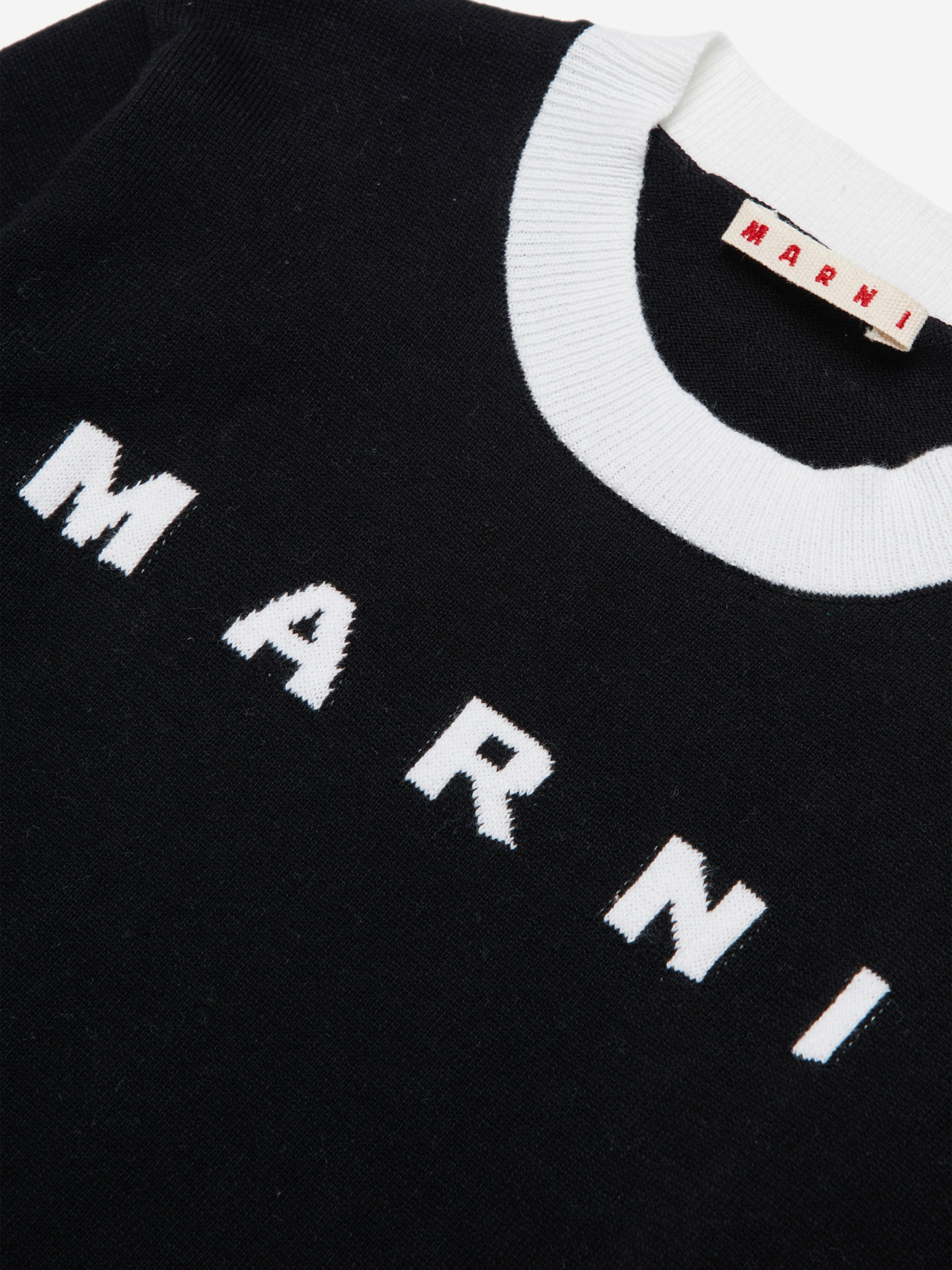 MARNI Kids Cotton Knit Logo Jumper in Black