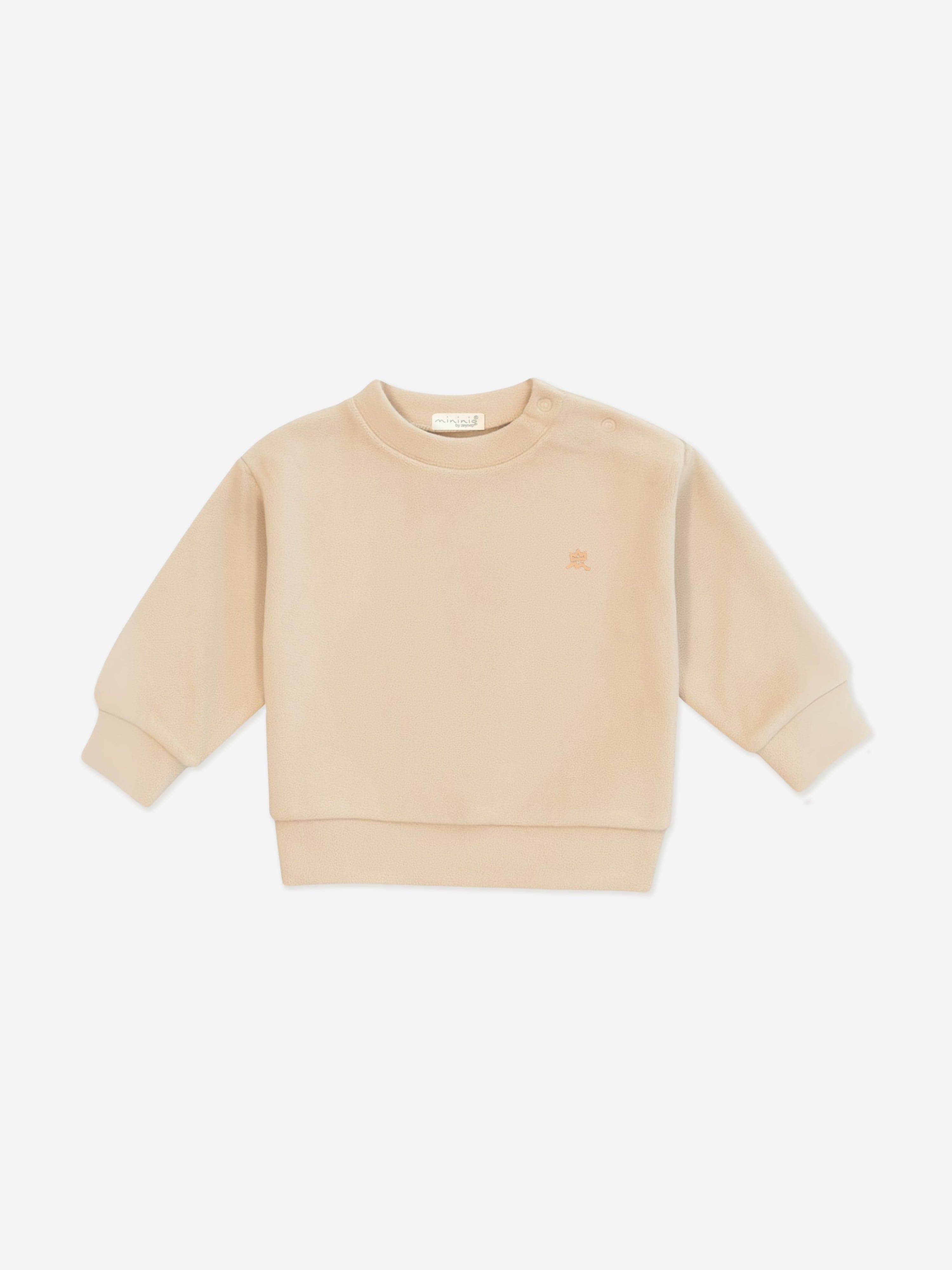 Mininio Baby Cotton Fleece Tracksuit in Beige
