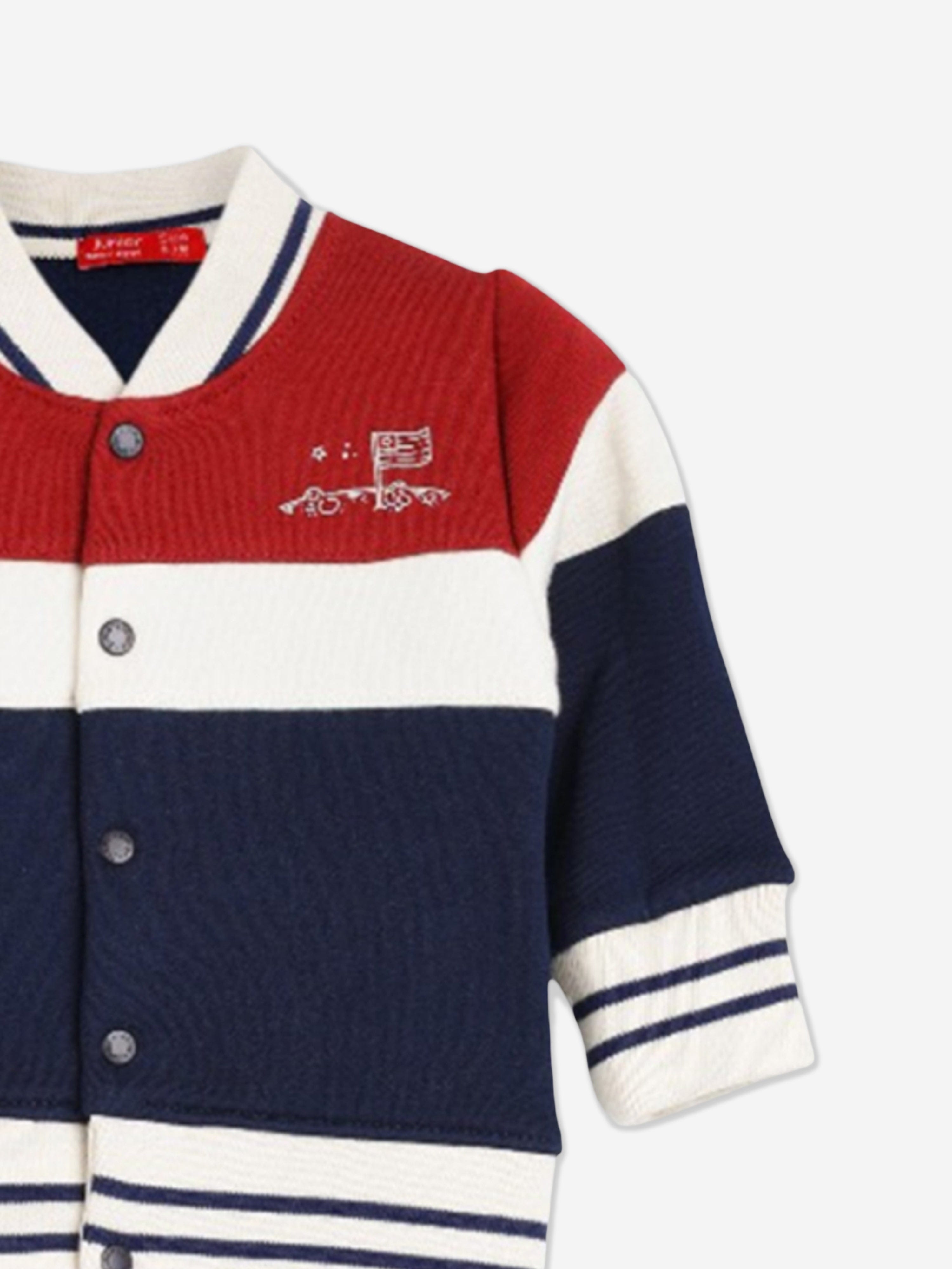 Mininio Baby Boys Knitted Jacket and Trouser Set in Red