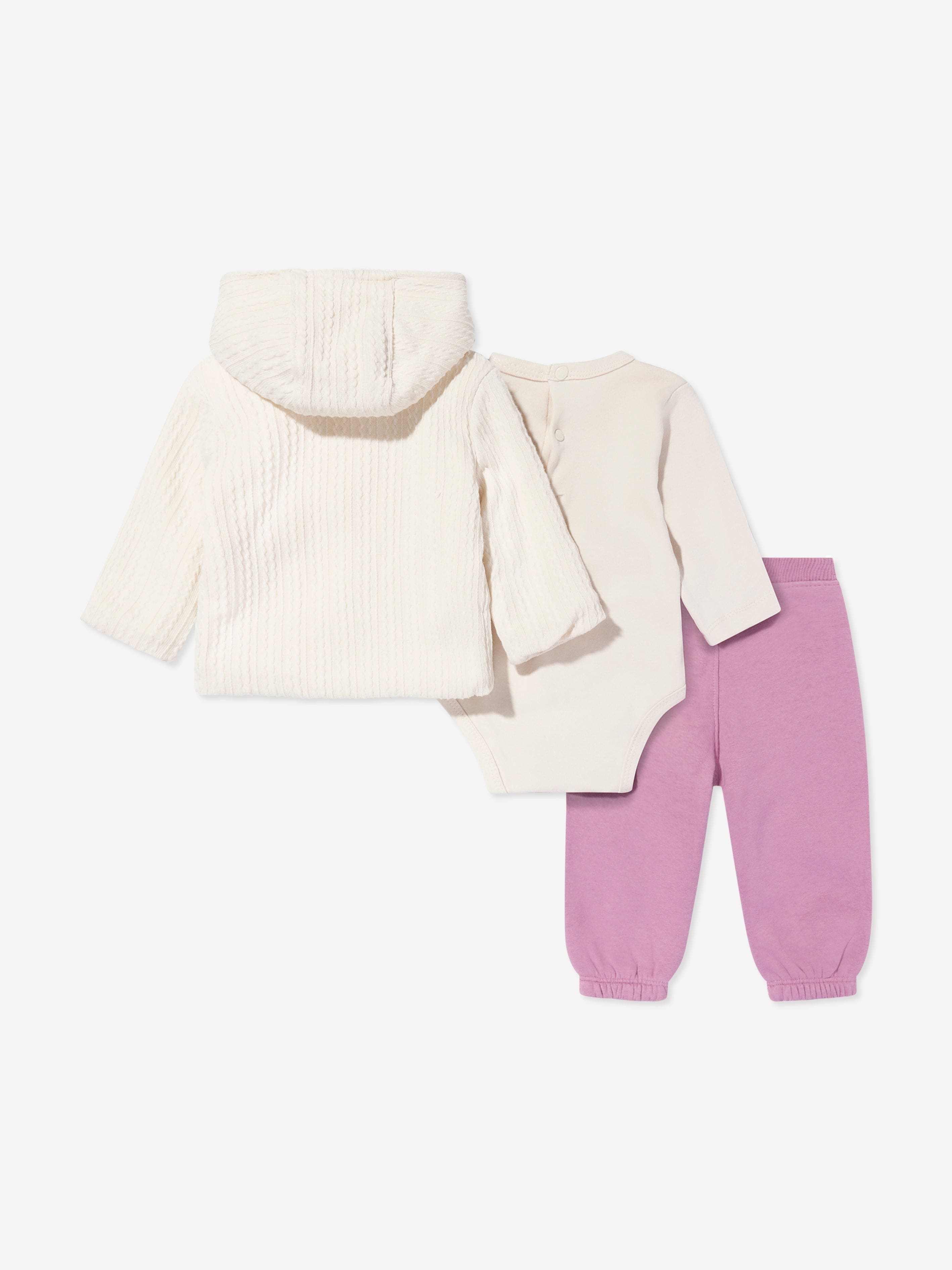 Mininio Baby Girls 3 Piece Outfit Set in Pink