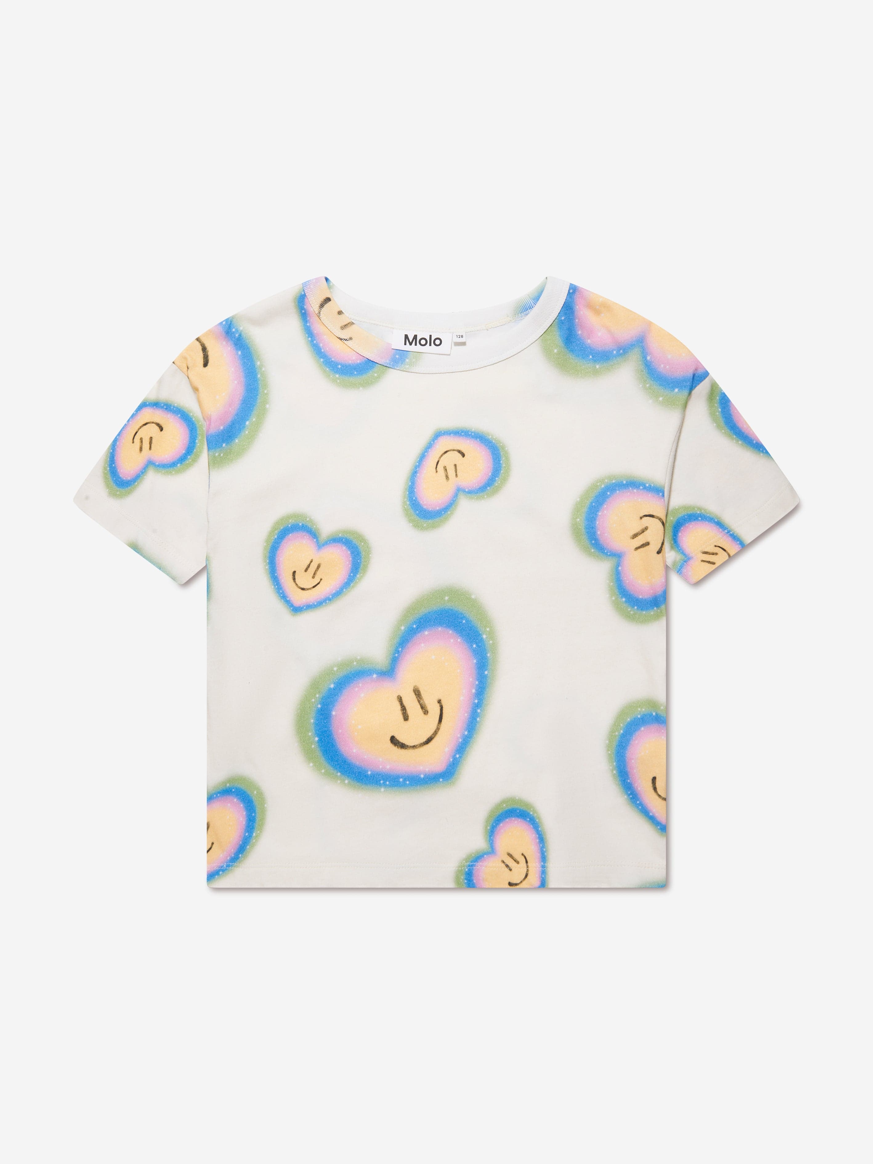 Molo Girls Aura Hearts T-Shirt in Ivory