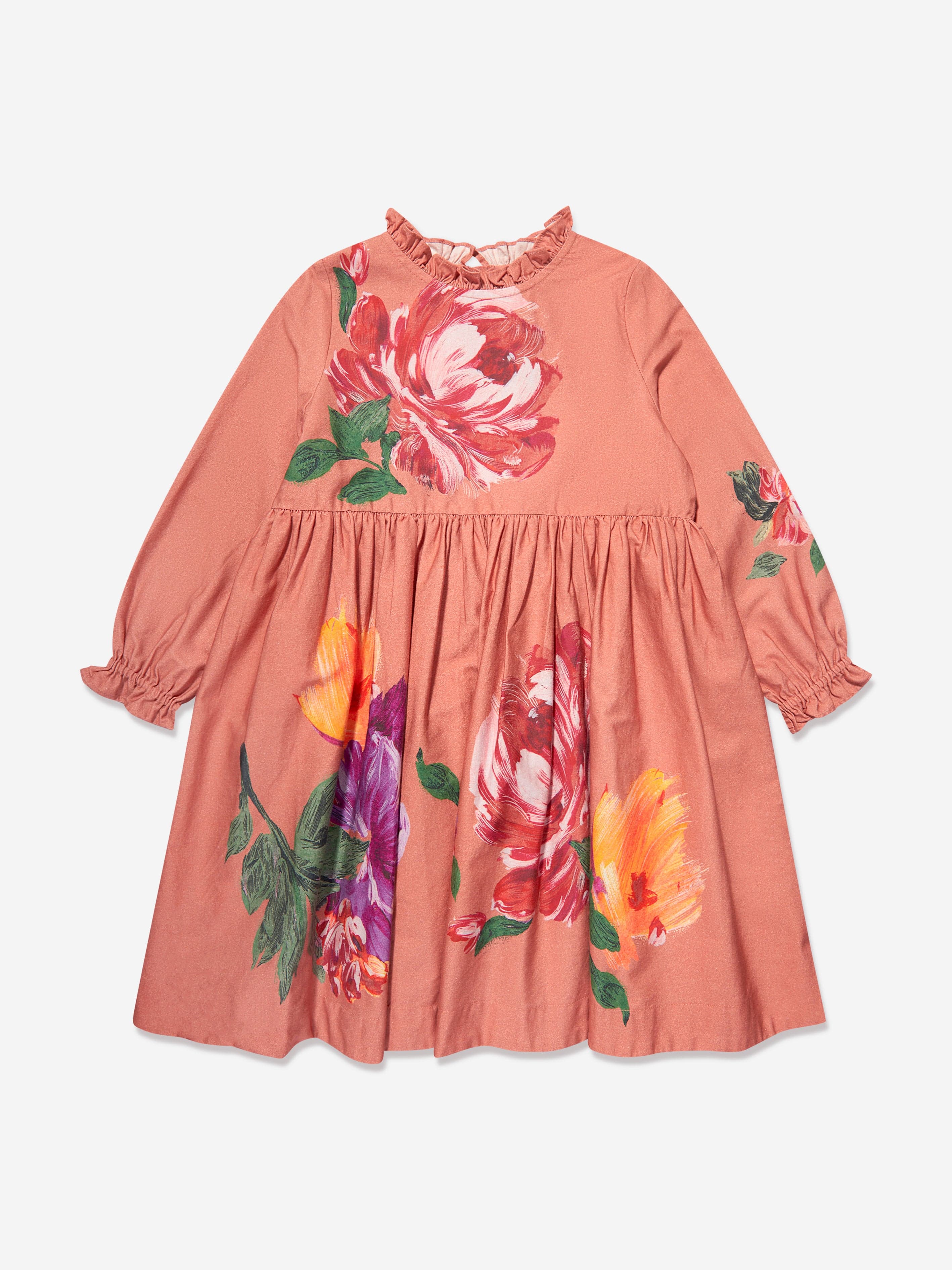 Molo Girls Falling Flowers Dress in Pink