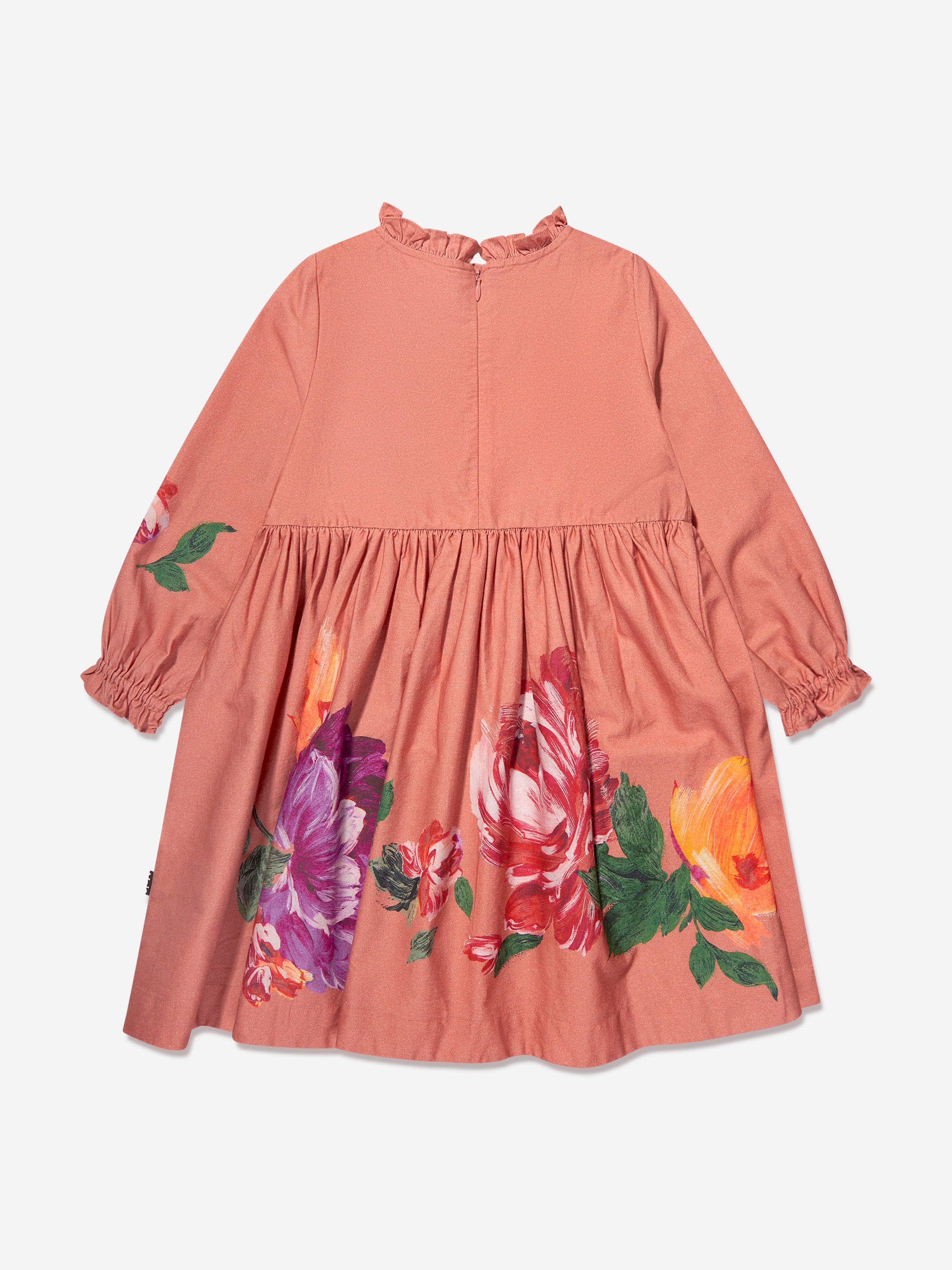 Molo Girls Falling Flowers Dress in Pink