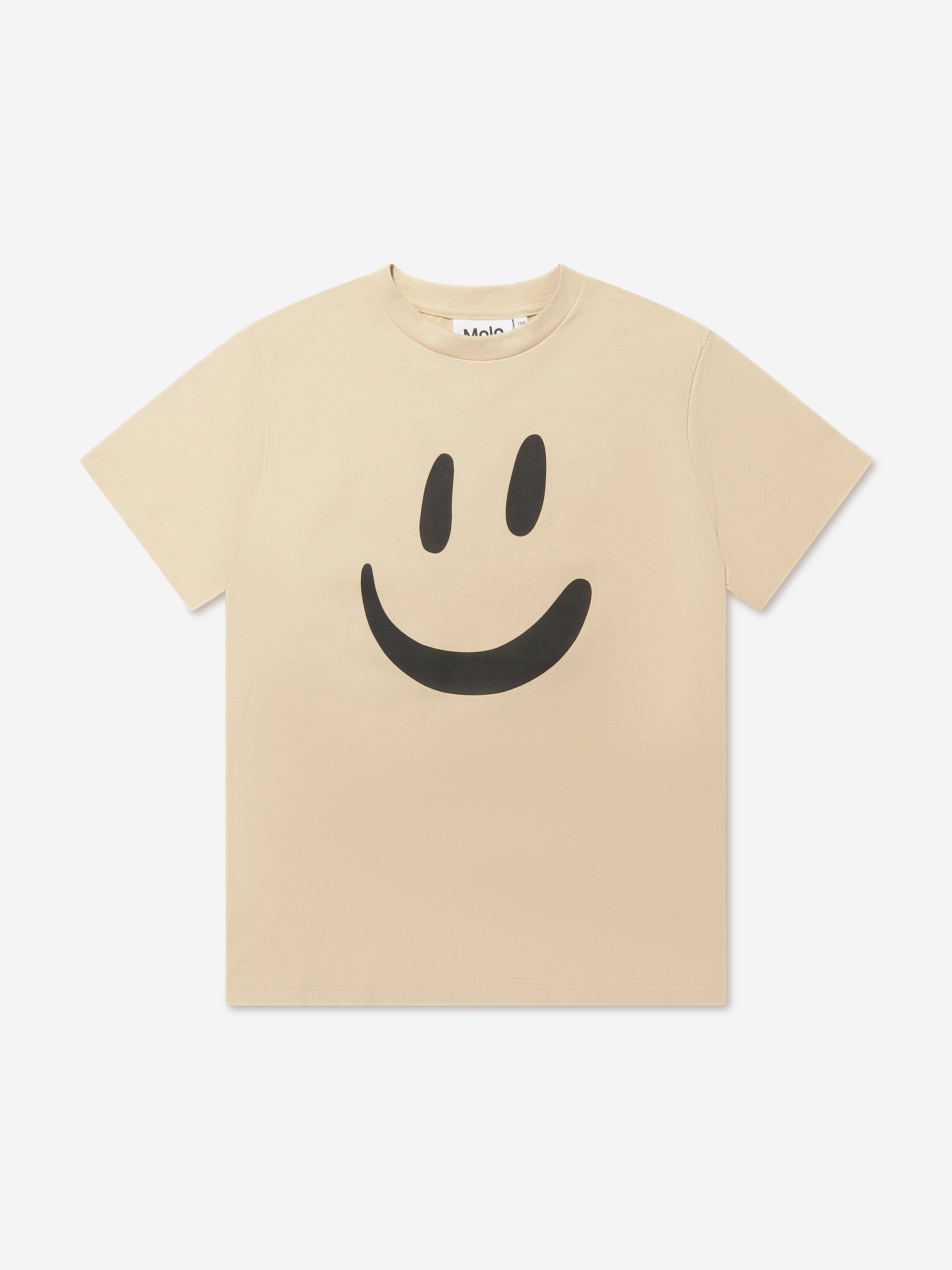 Molo Kids Smiley Face T-Shirt in Beige