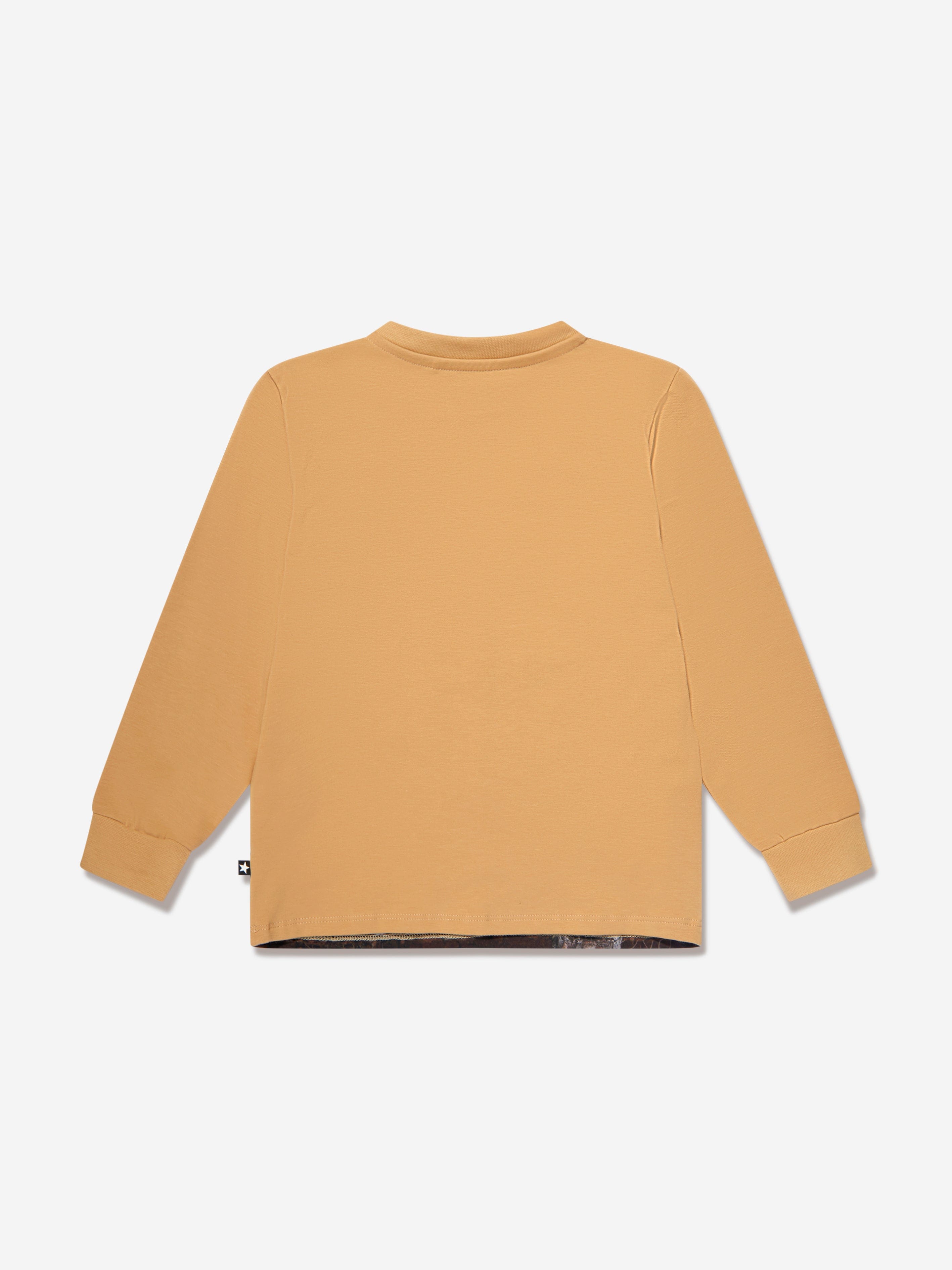 Molo Kids Tree Stump Long Sleeve T-Shirt in Beige