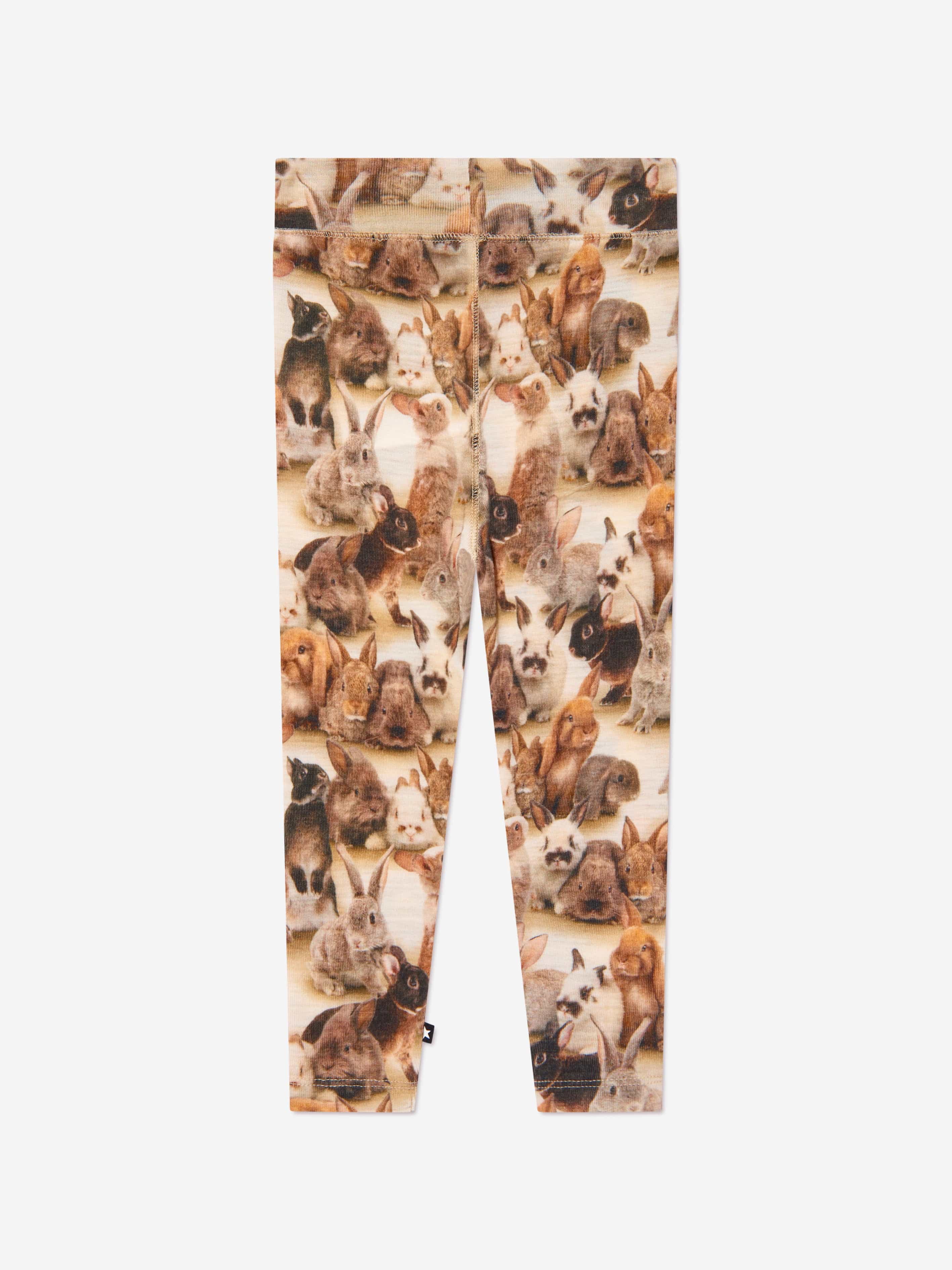 Molo Kids Rabbit Leggings in Beige