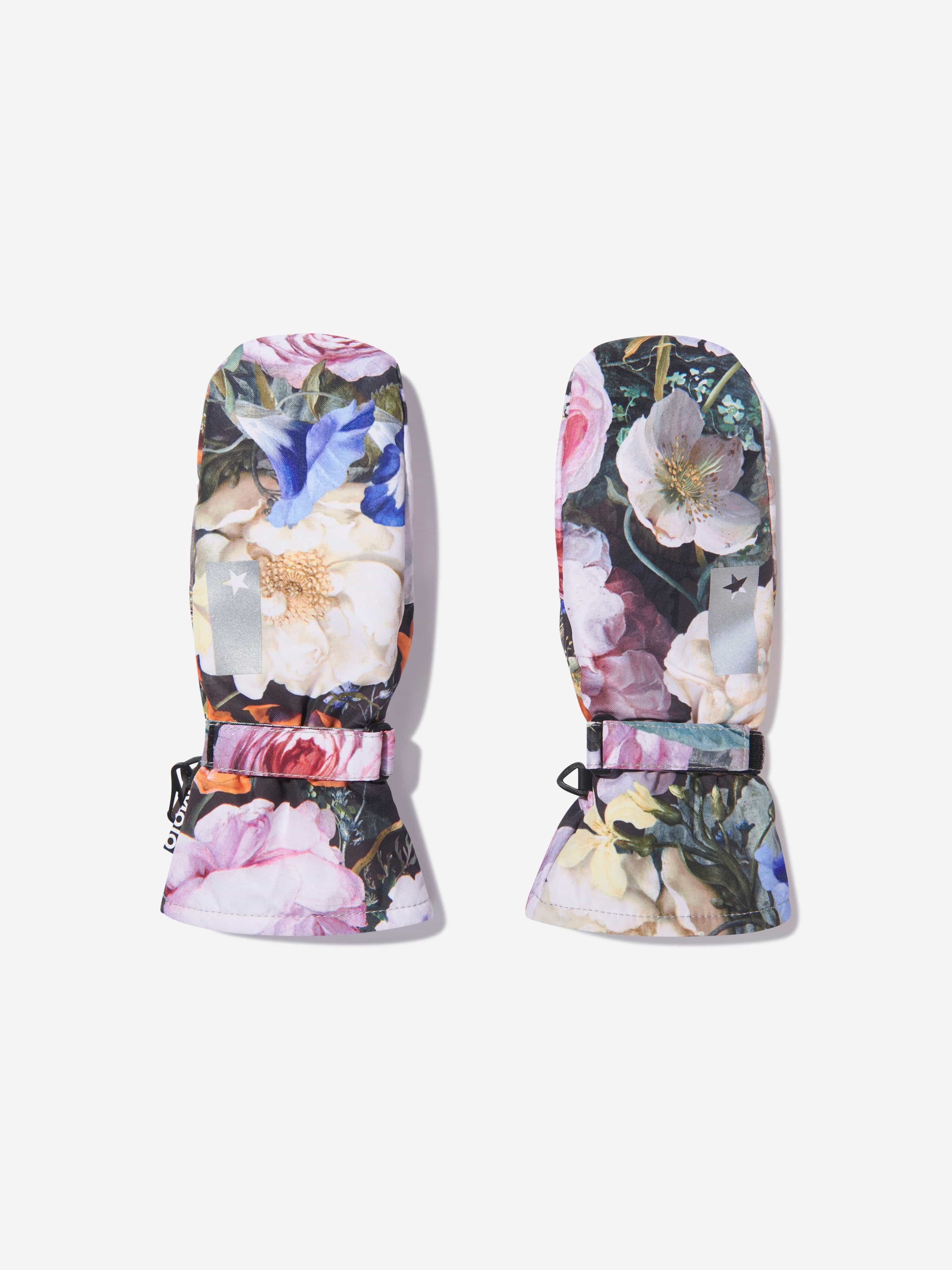 Molo Girls Floral Print Ski Mittens