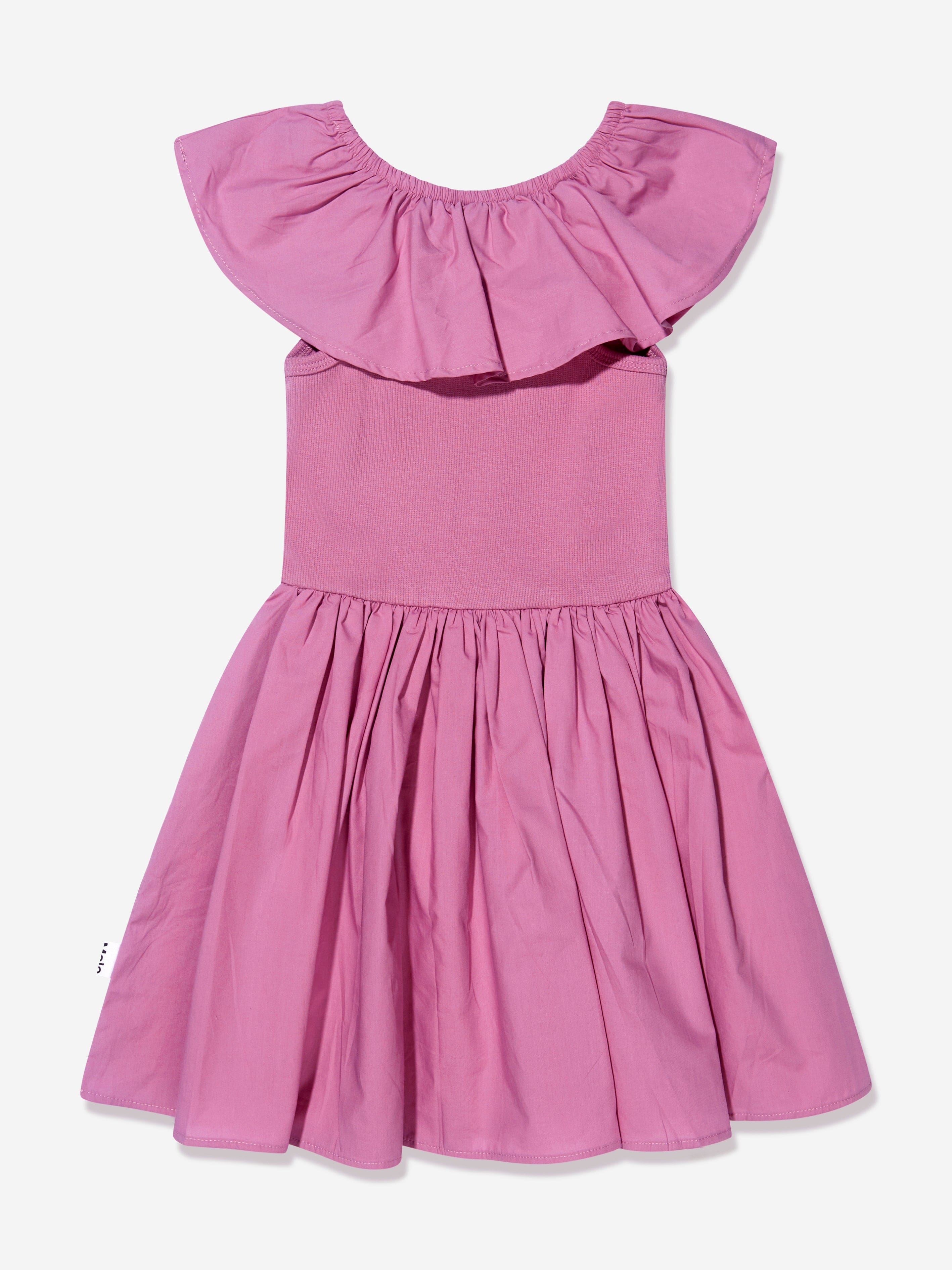 Molo Girls Organic Cotton Ruffle Collar Dress