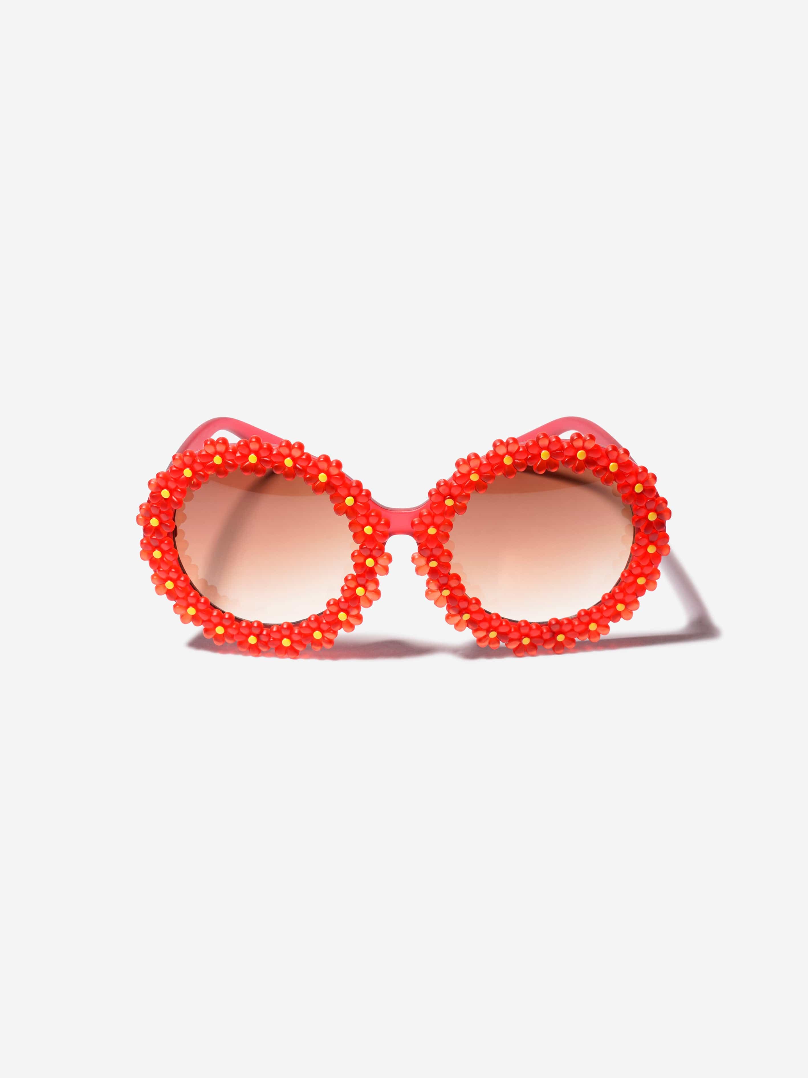 Molo Girls Round Flower Sunglasses In Red