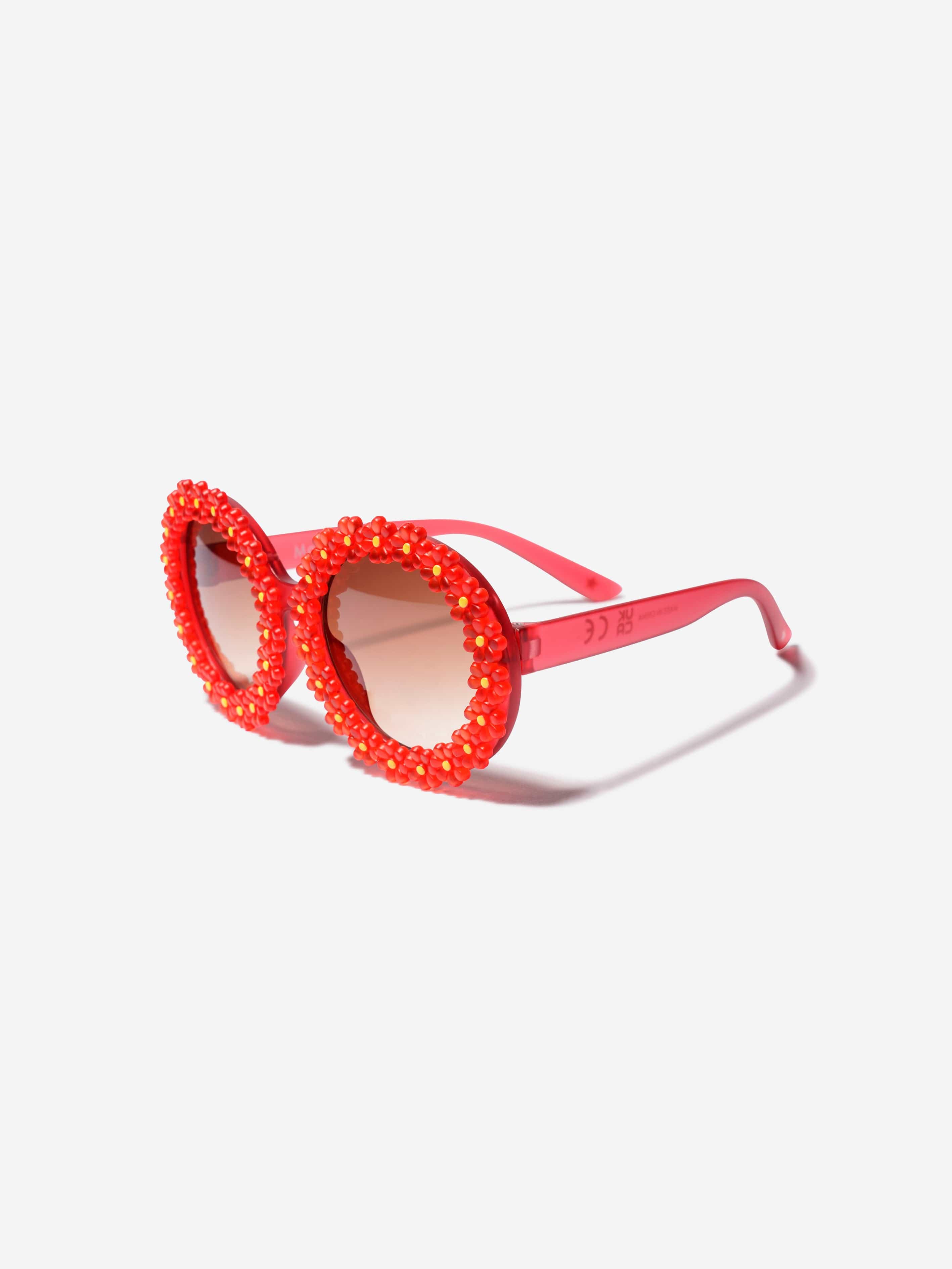 Molo Girls Round Flower Sunglasses In Red