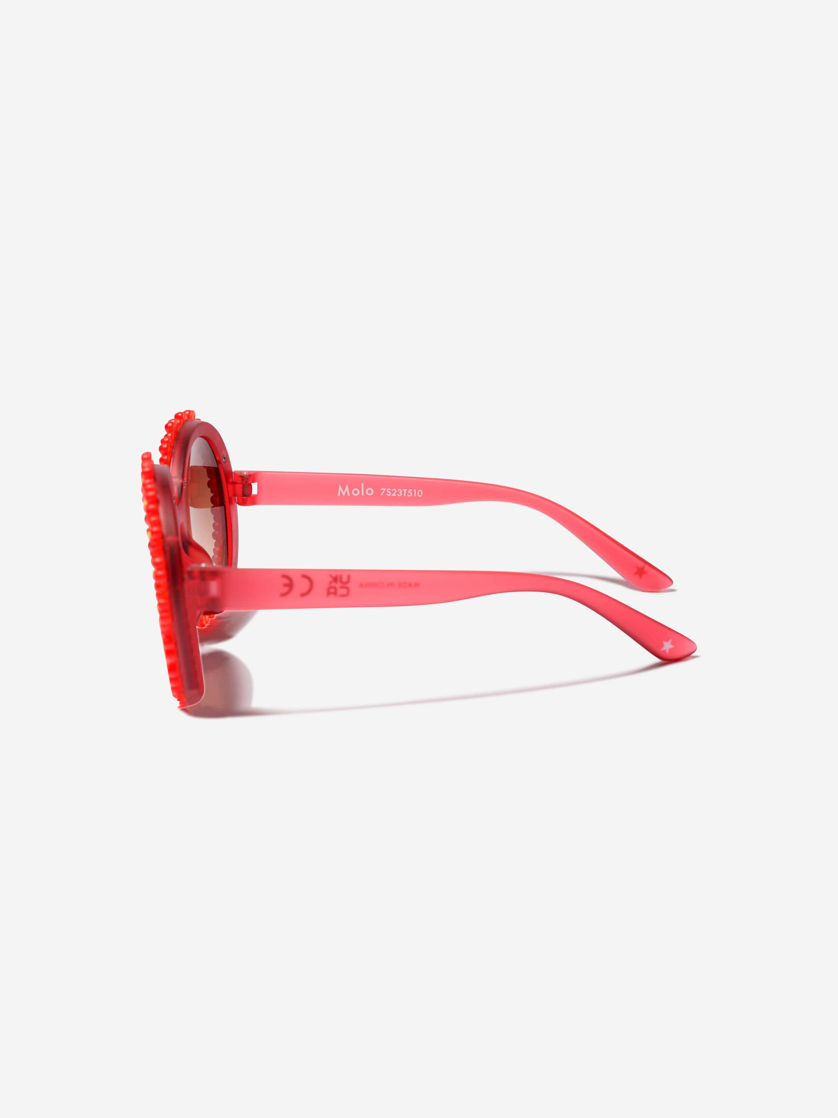 Molo Girls Round Flower Sunglasses In Red