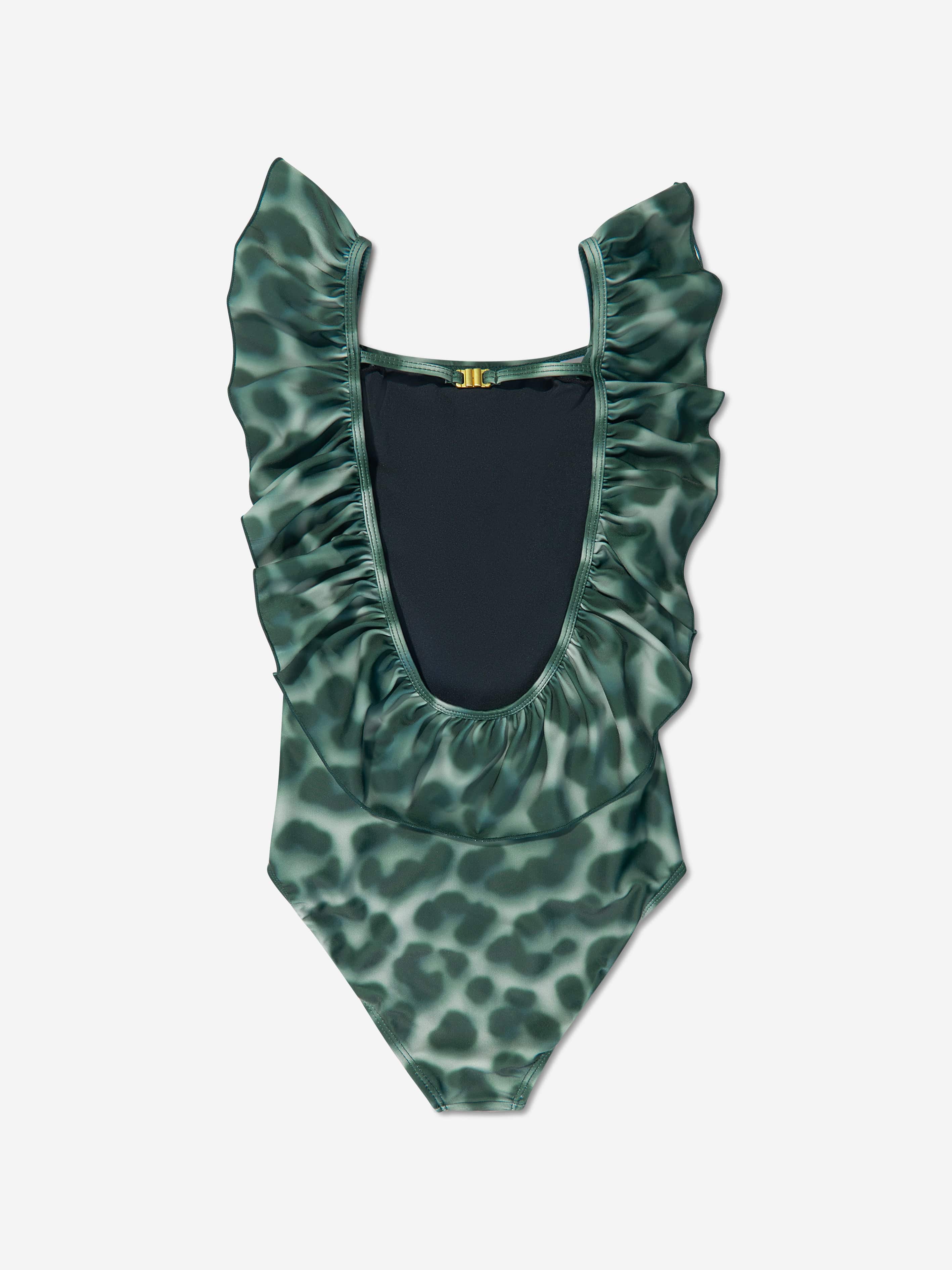 Molo Girls Leopard Print Nathalie Swimsuit In Green