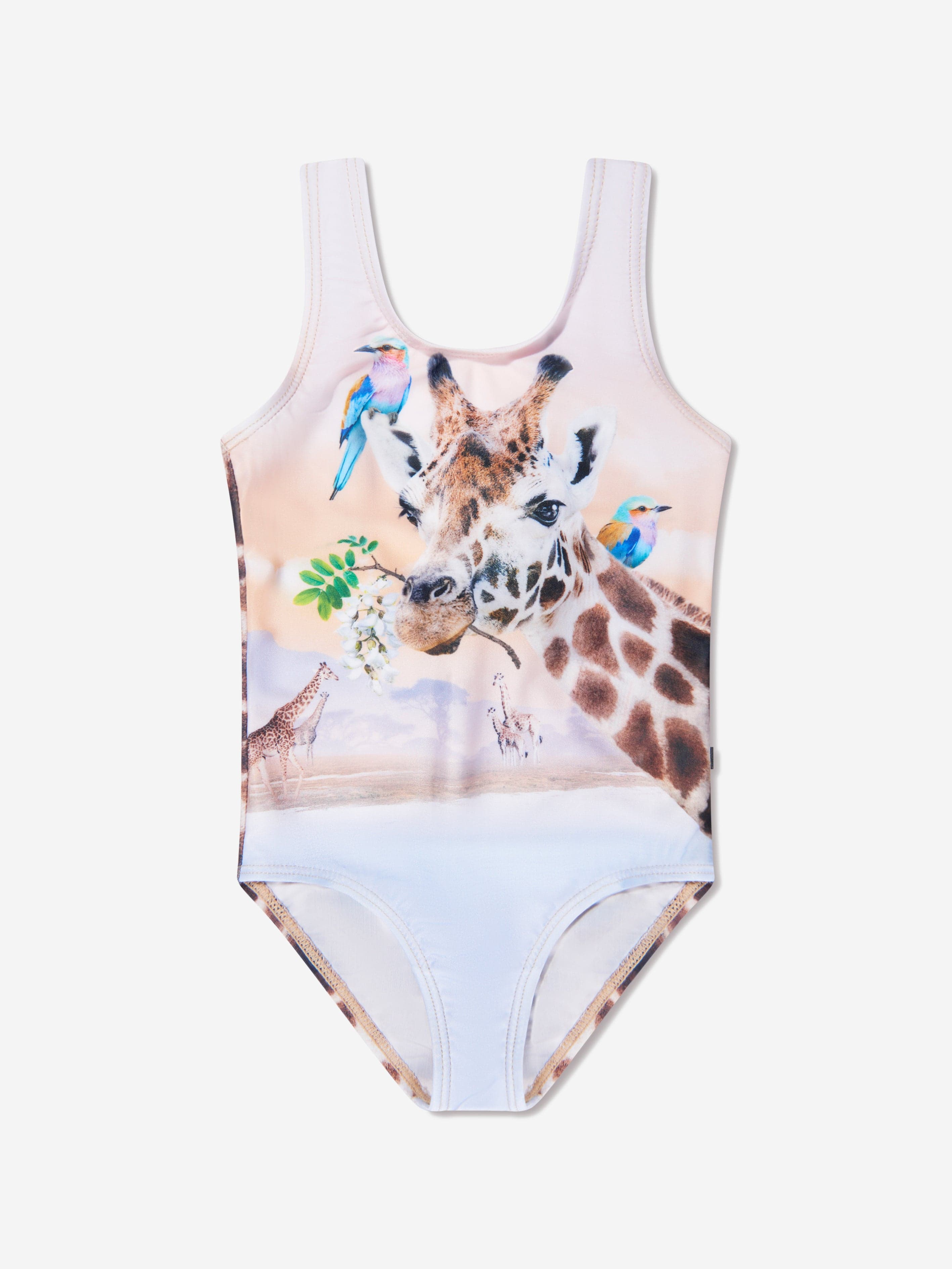 Molo Girls Giraffe Print Nika Swimsuit In Multicolour