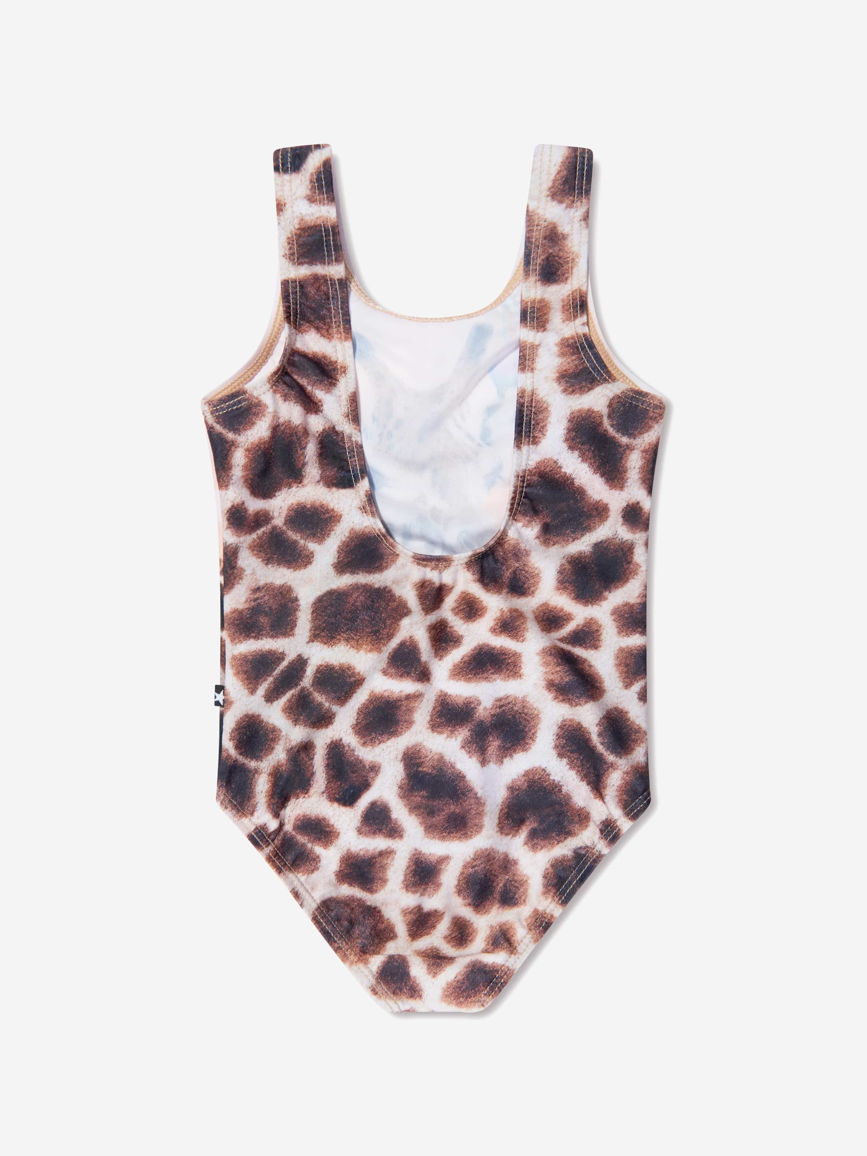 Molo Girls Giraffe Print Nika Swimsuit In Multicolour