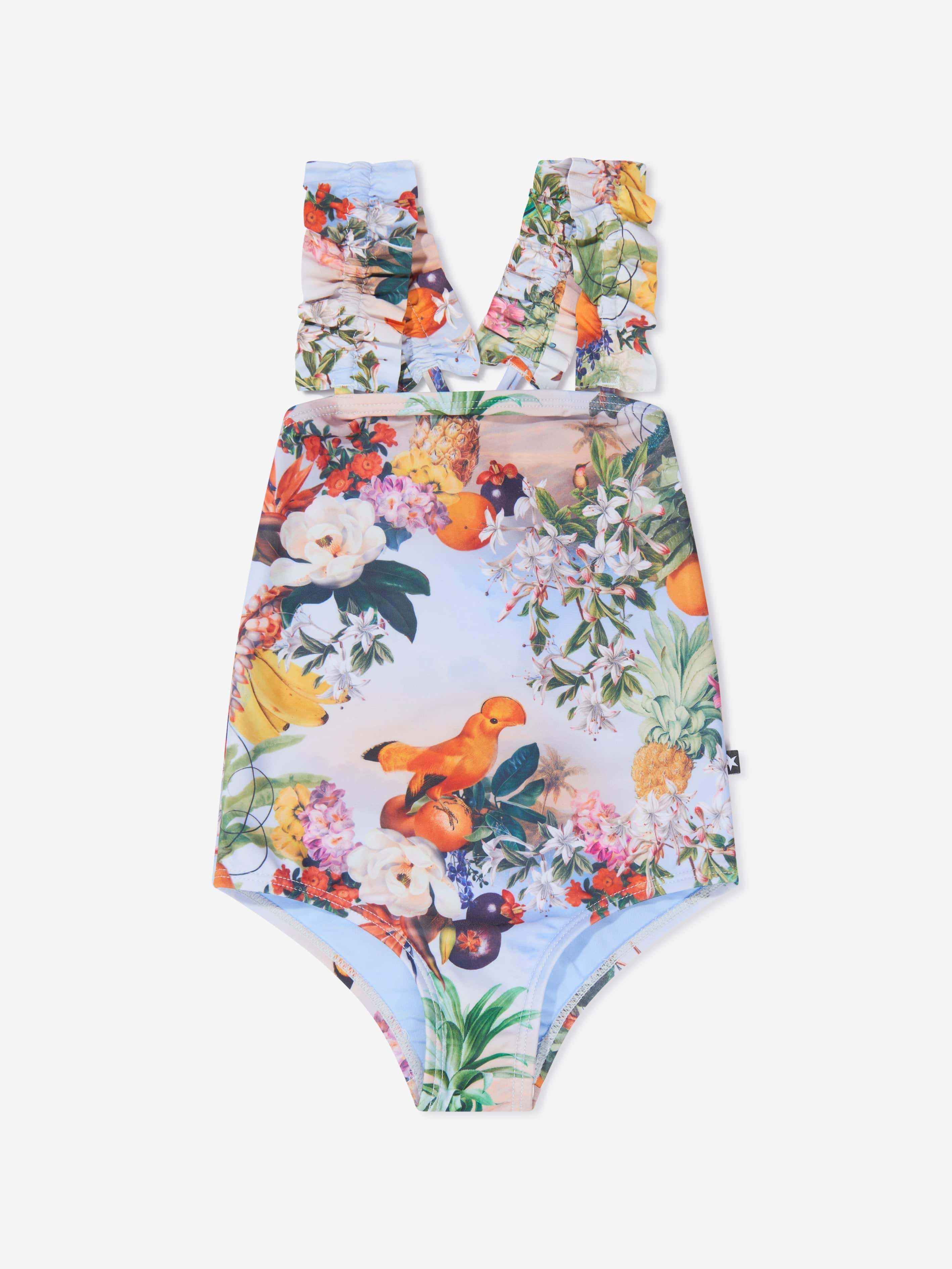 Molo Girls Tropical Print Nitika Swimsuit In Multicolour