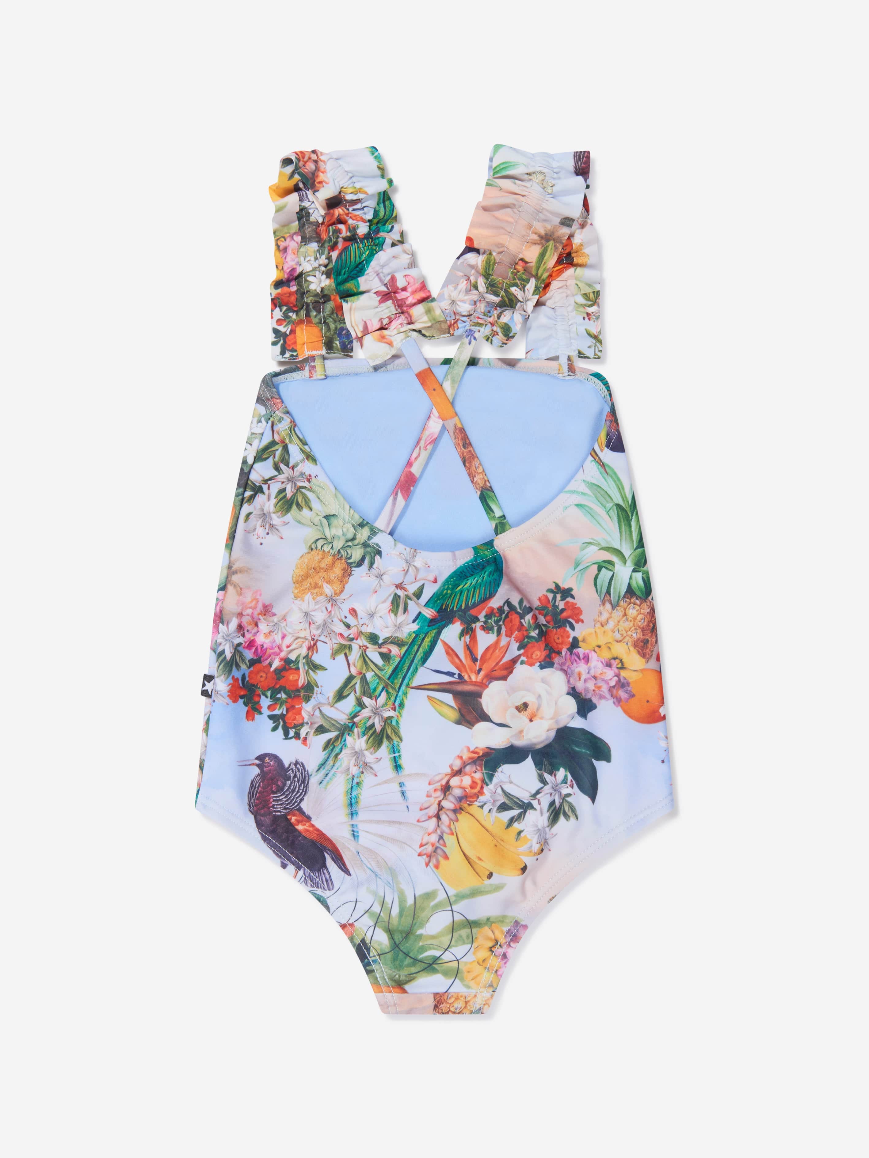 Molo Girls Tropical Print Nitika Swimsuit In Multicolour