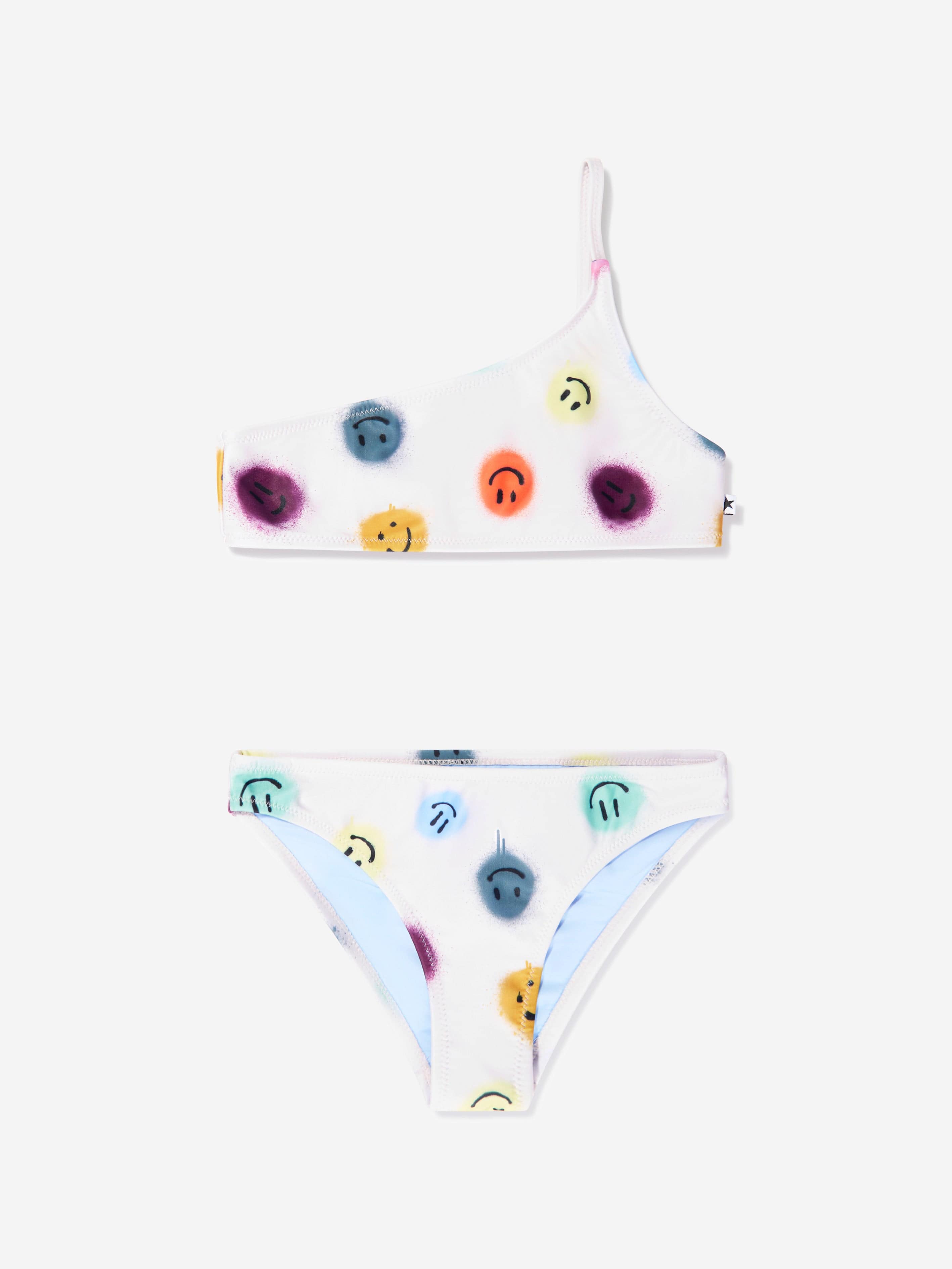 Molo Girls Smiley Face Naja Asymmetrical Bikini In Cream