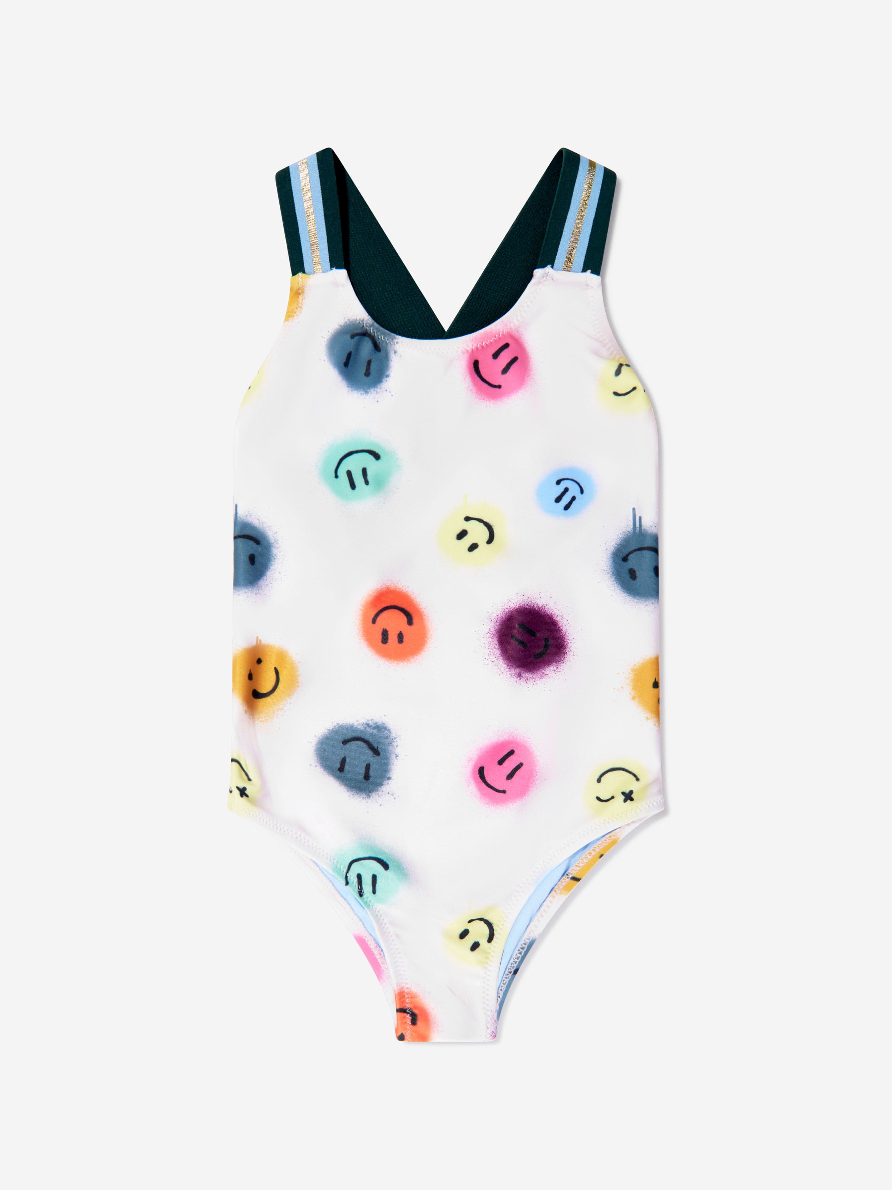 Molo Girls Smiley Face Neve Swimsuit In Cream