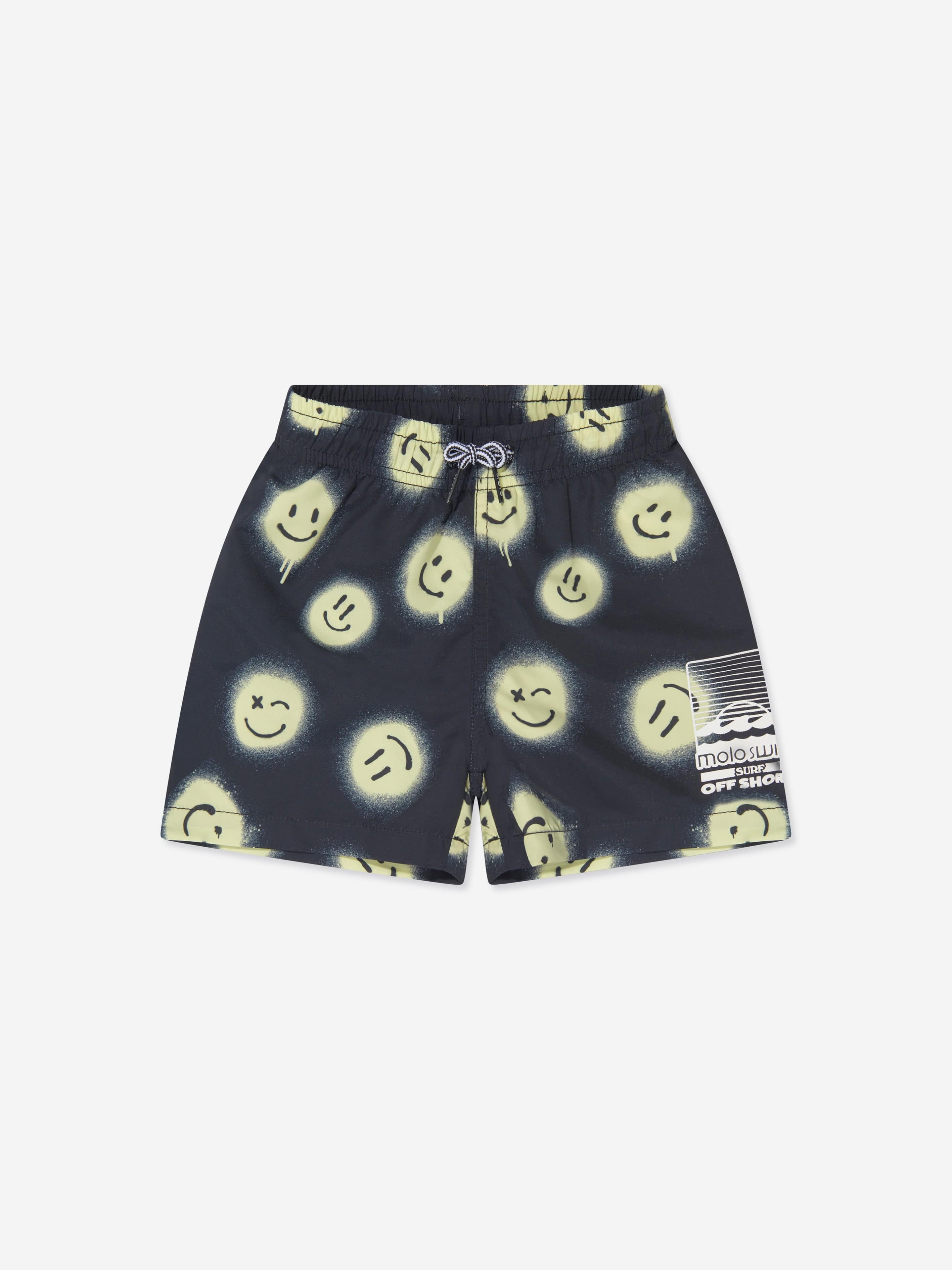 Molo Boys Smiley Face Niko Swim Shorts In Black