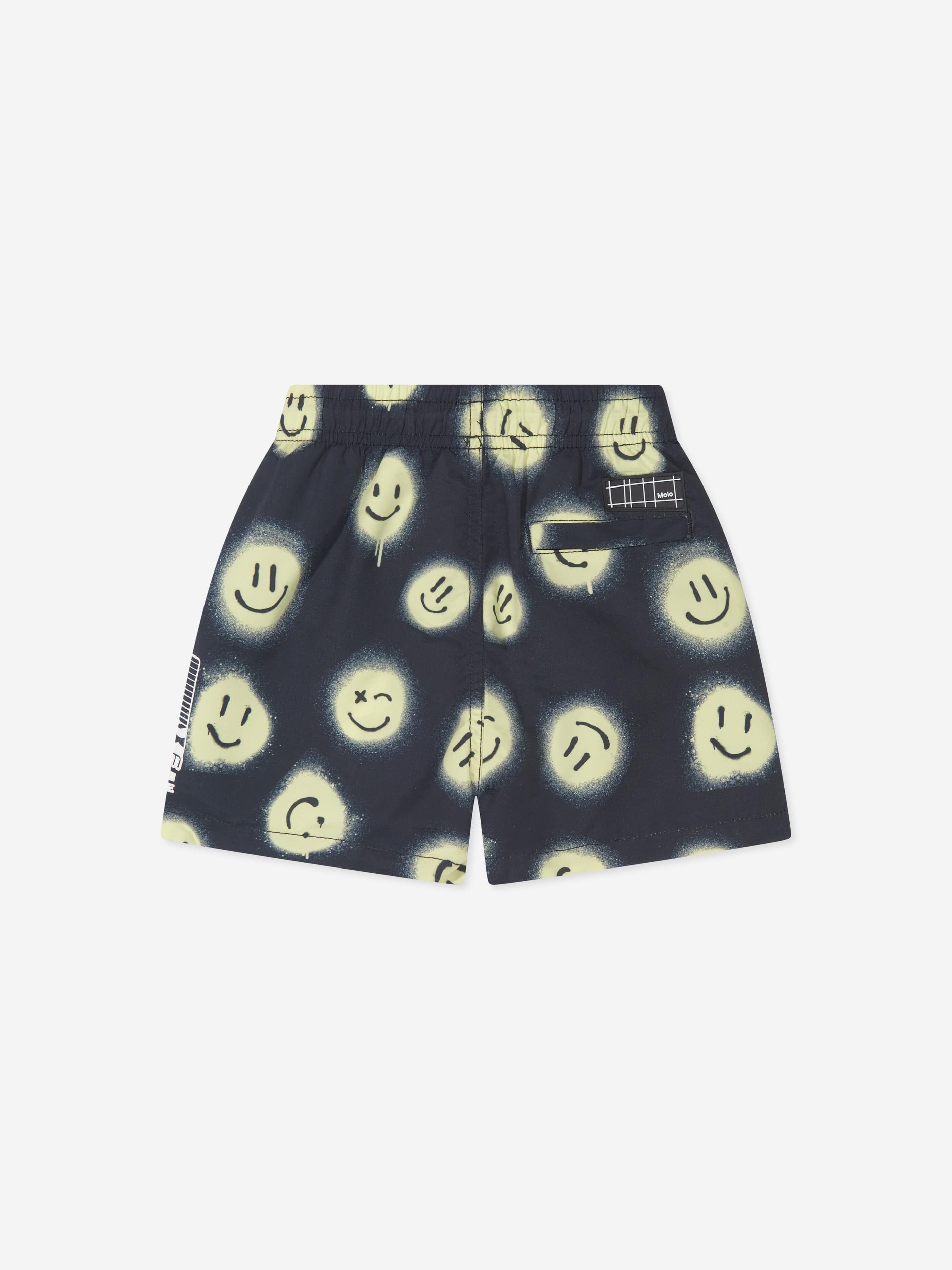 Molo Boys Smiley Face Niko Swim Shorts In Black