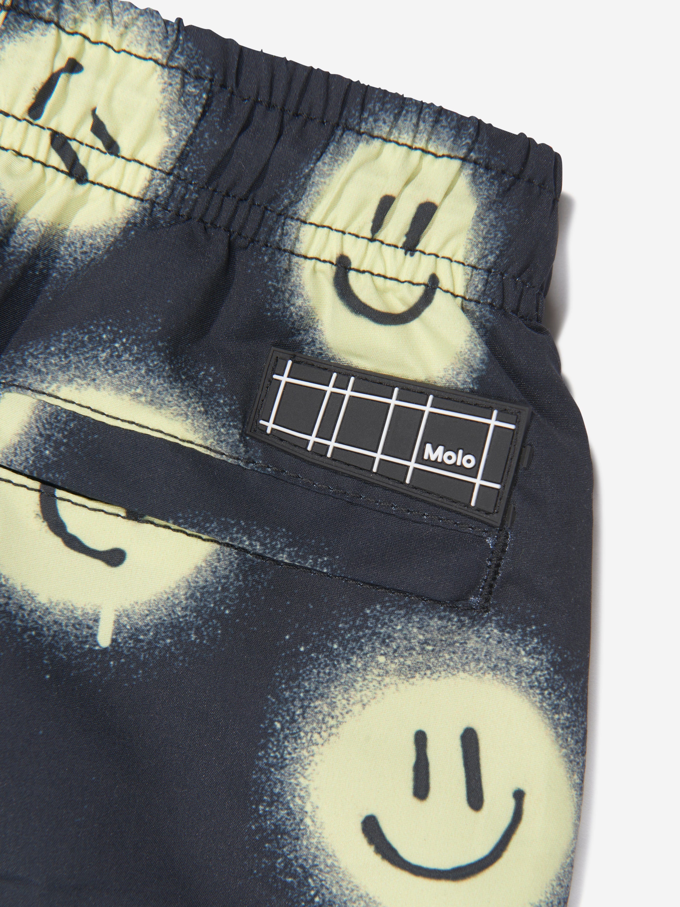 Molo Boys Smiley Face Niko Swim Shorts In Black