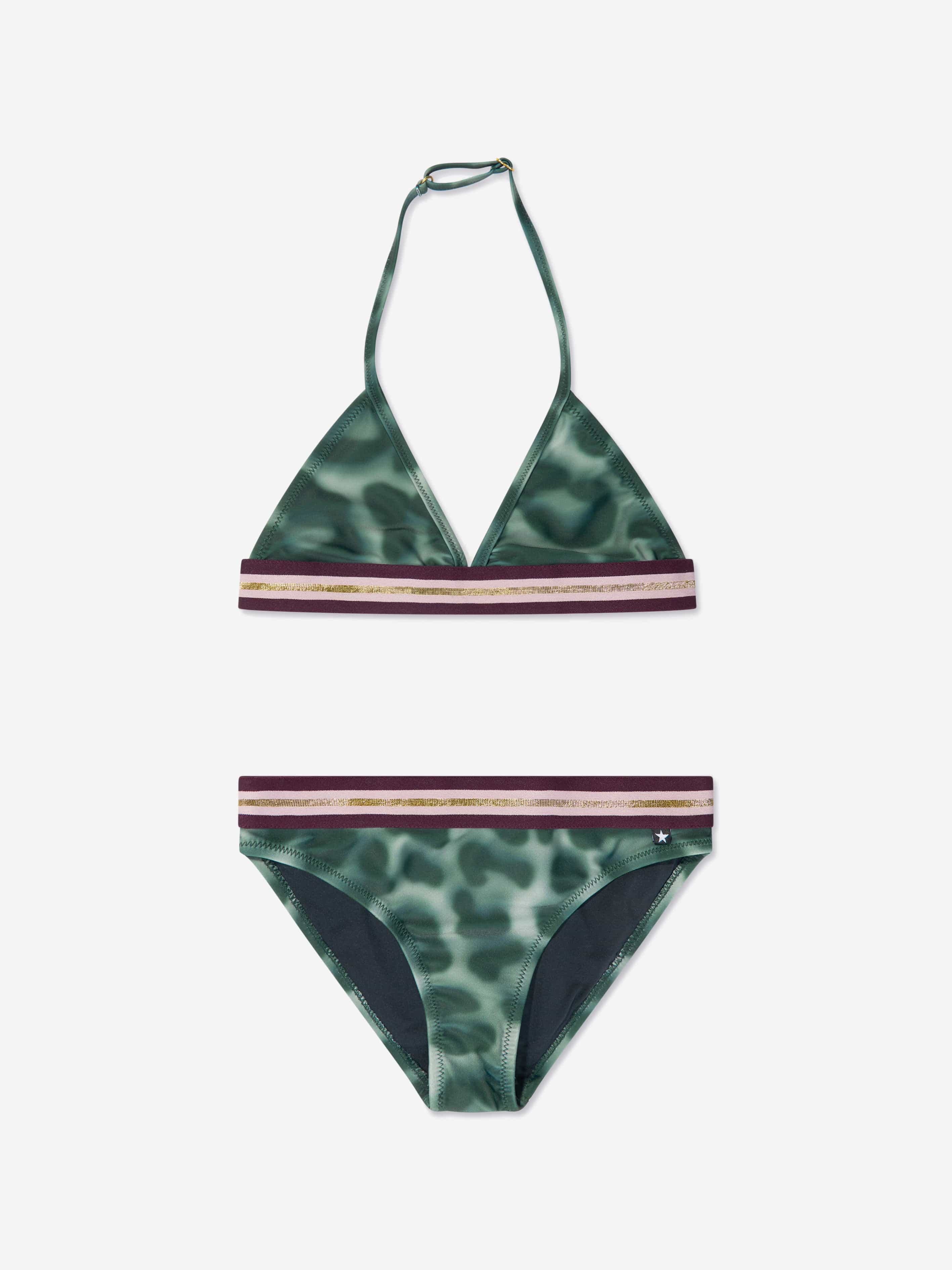 Molo Girls Leopard Print Nicoletta Bikini In Green