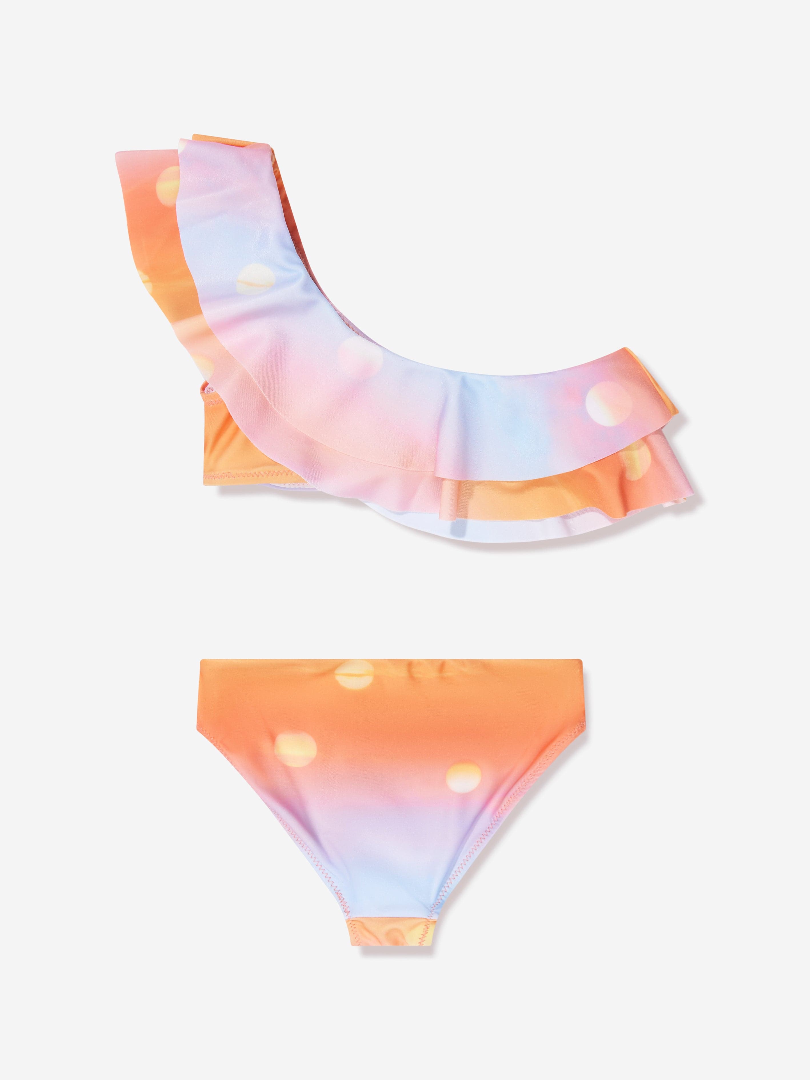 Molo Girls Sun Print Nikkie Asymmetrical Bikini In Orange