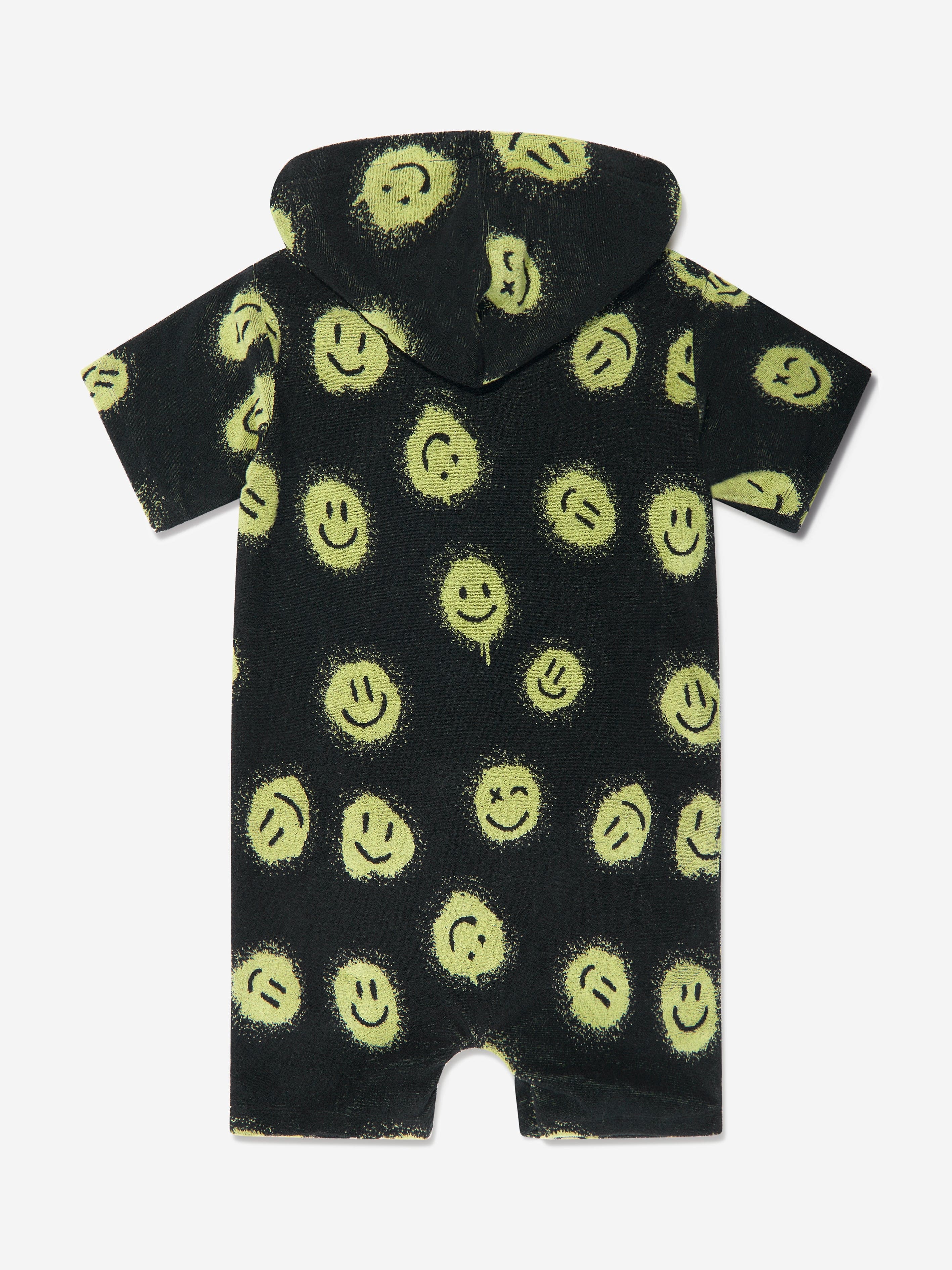 Molo Kids Towelling Smiley Face All In One In Black