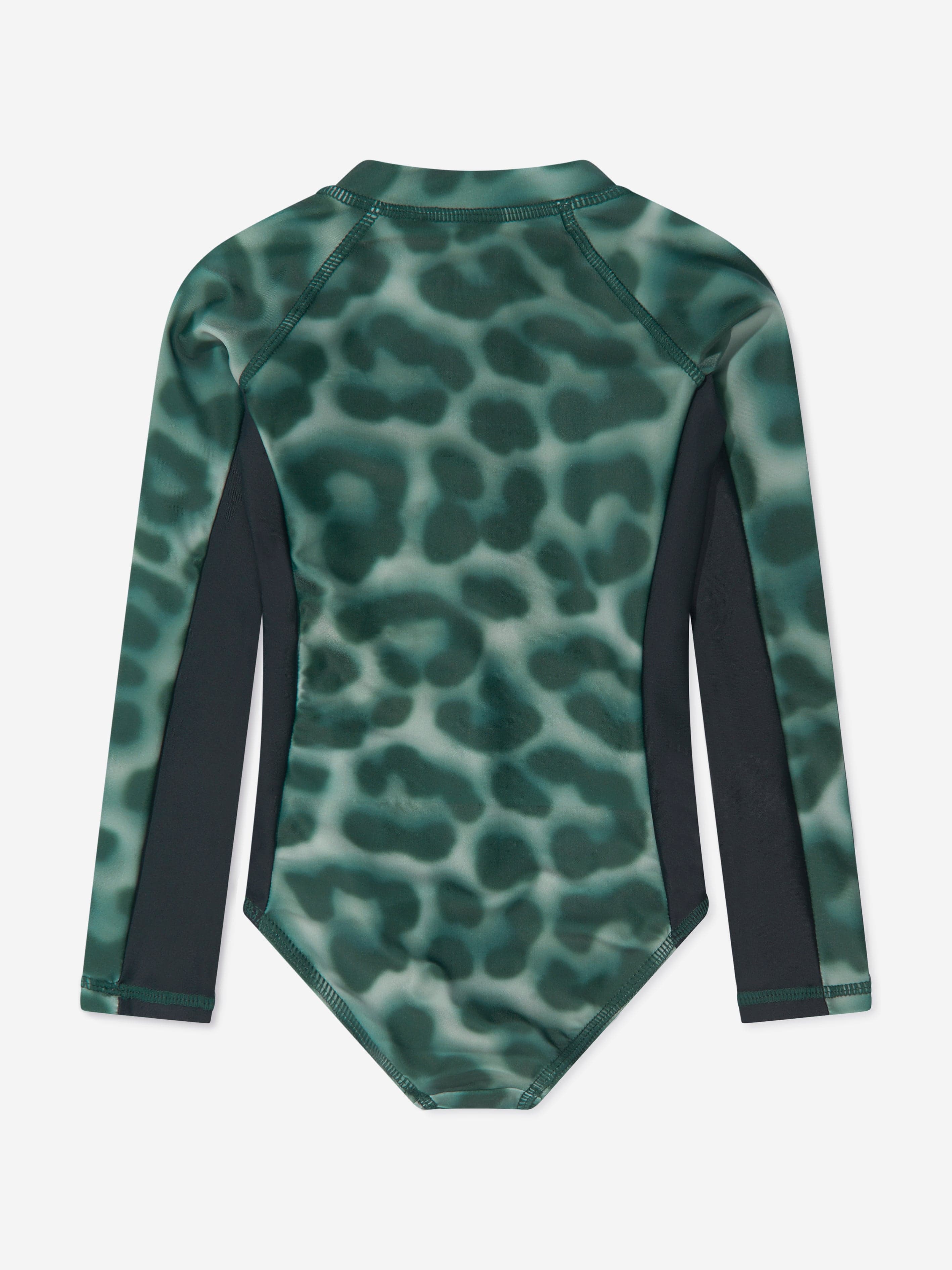 Molo Girls Long Sleeve Leopard Swimsuit In Green