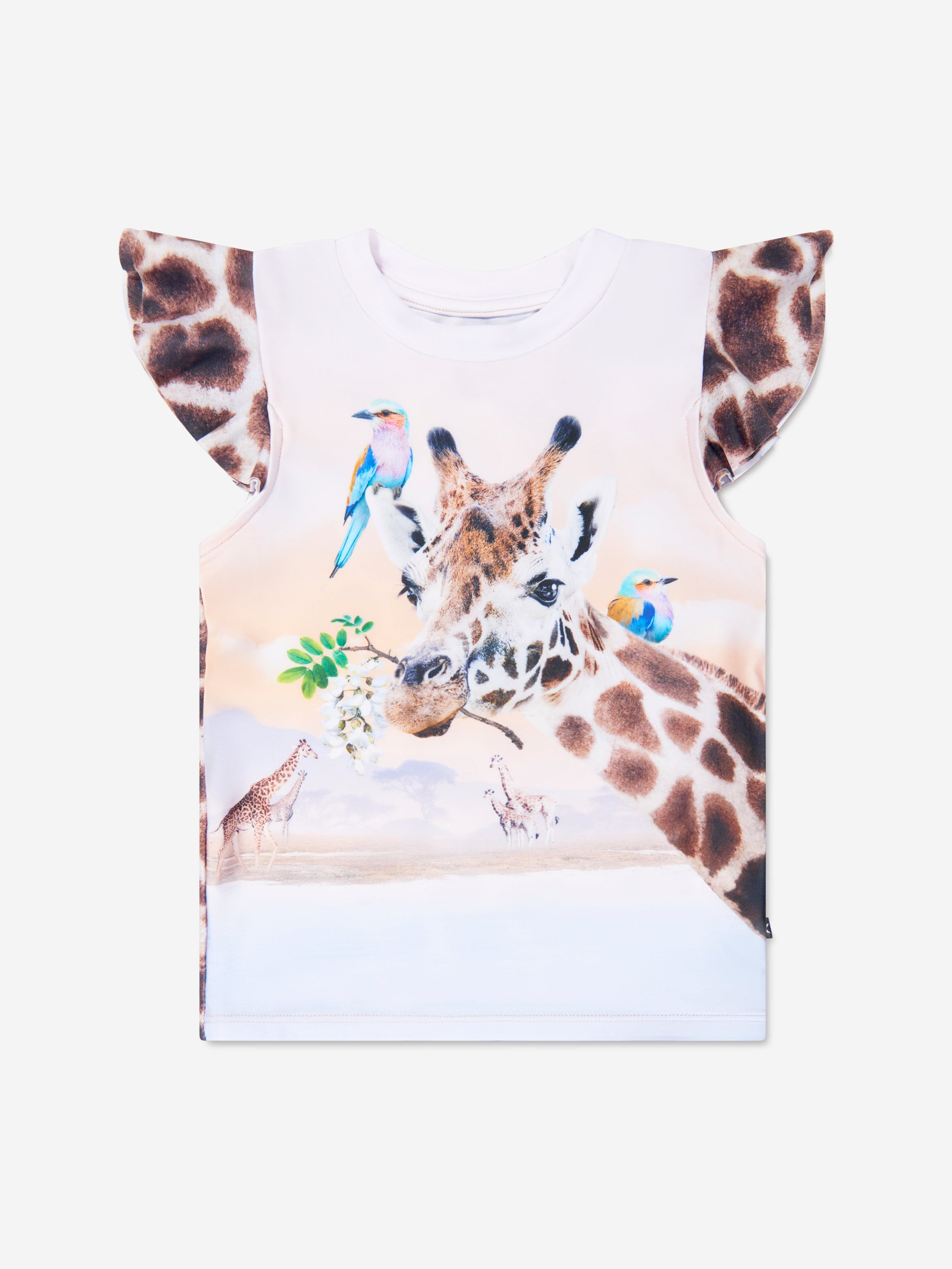 Molo Girls Giraffe Neona T-Shirt In Multicolour