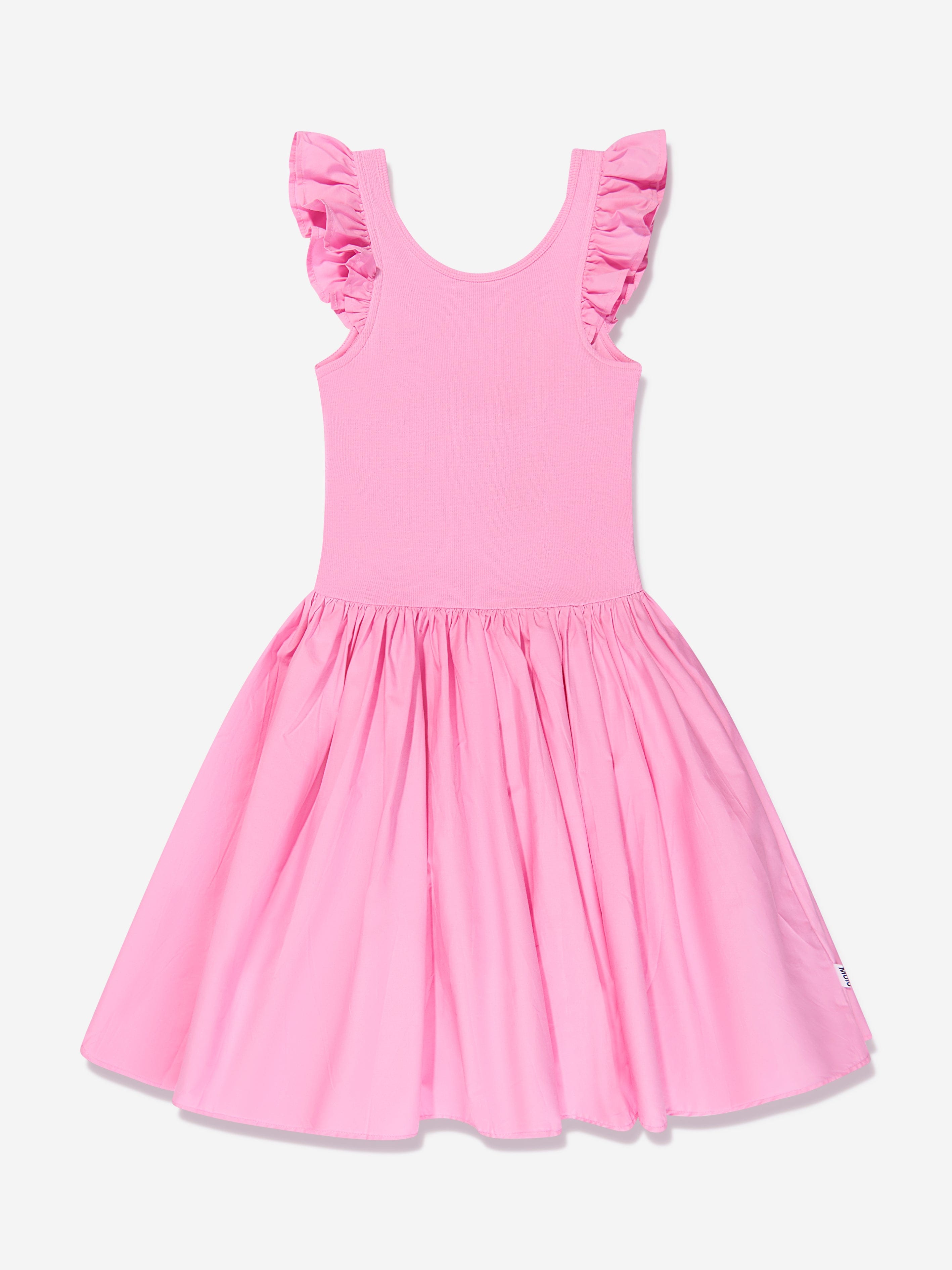 Molo Girls Organic Cotton Cloudia Dress In Pink