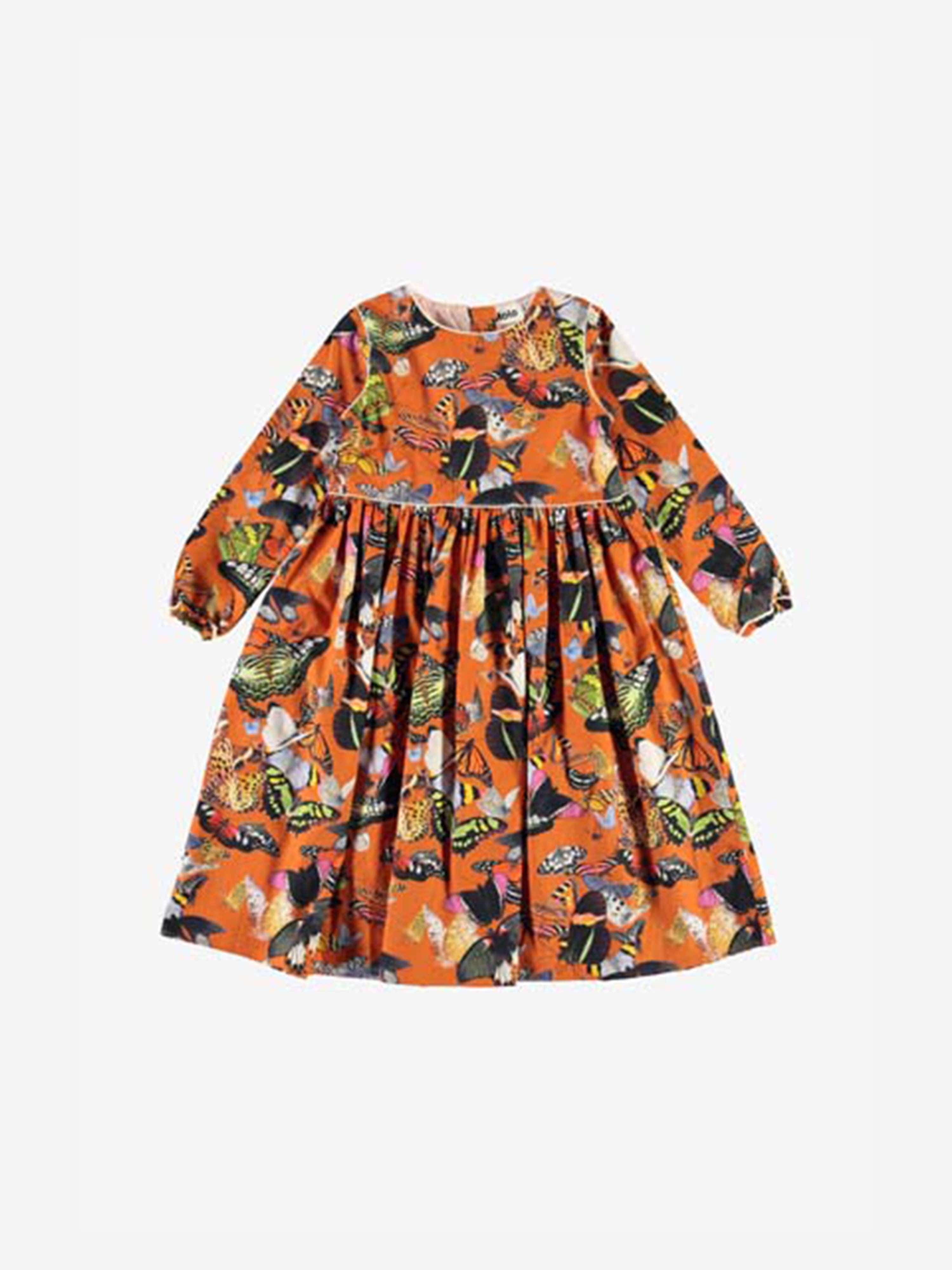 Molo Girls Dress -  Cotton Cassiopeia Butterfly Long Sleeve Dress