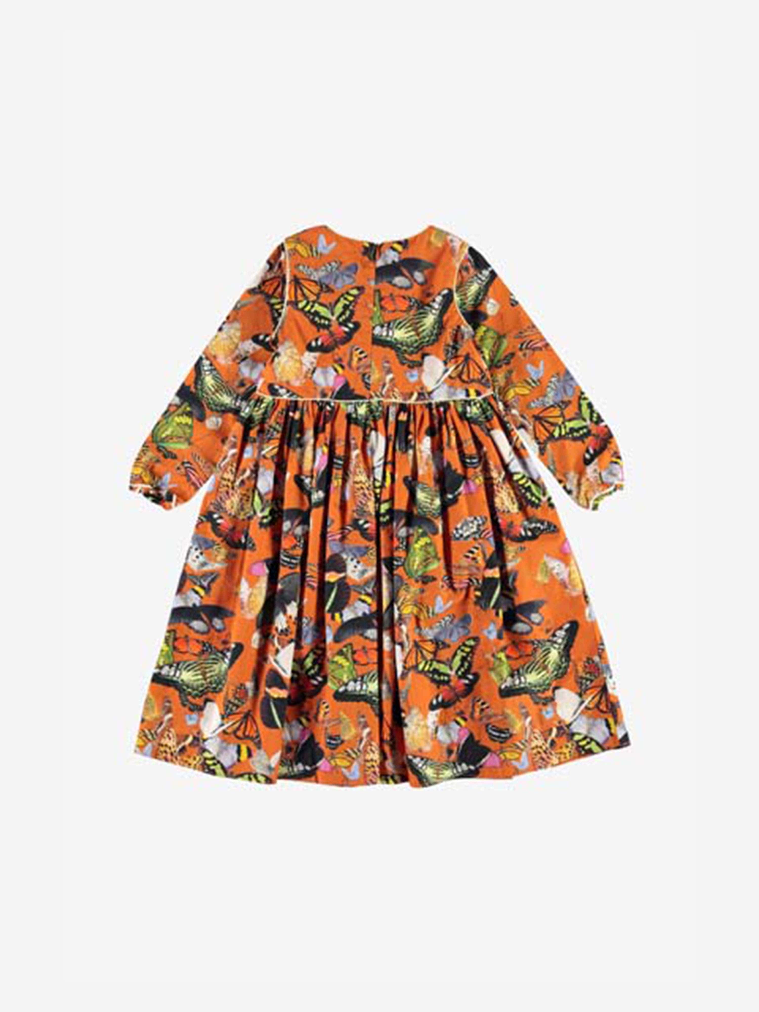 Molo Girls Dress -  Cotton Cassiopeia Butterfly Long Sleeve Dress