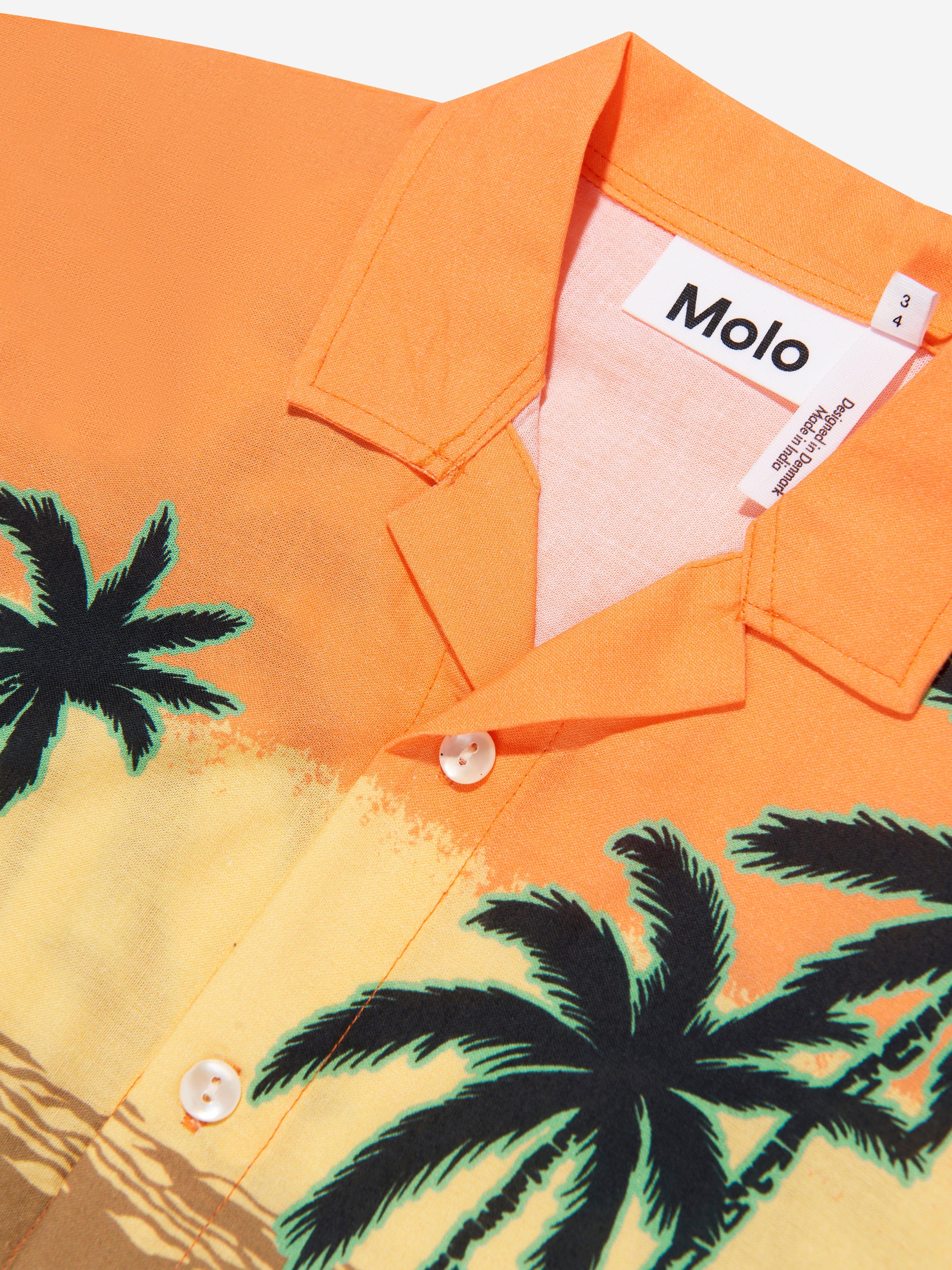 Molo Boys Organic Cotton Rui Hawaiian Shirt In Multicolour