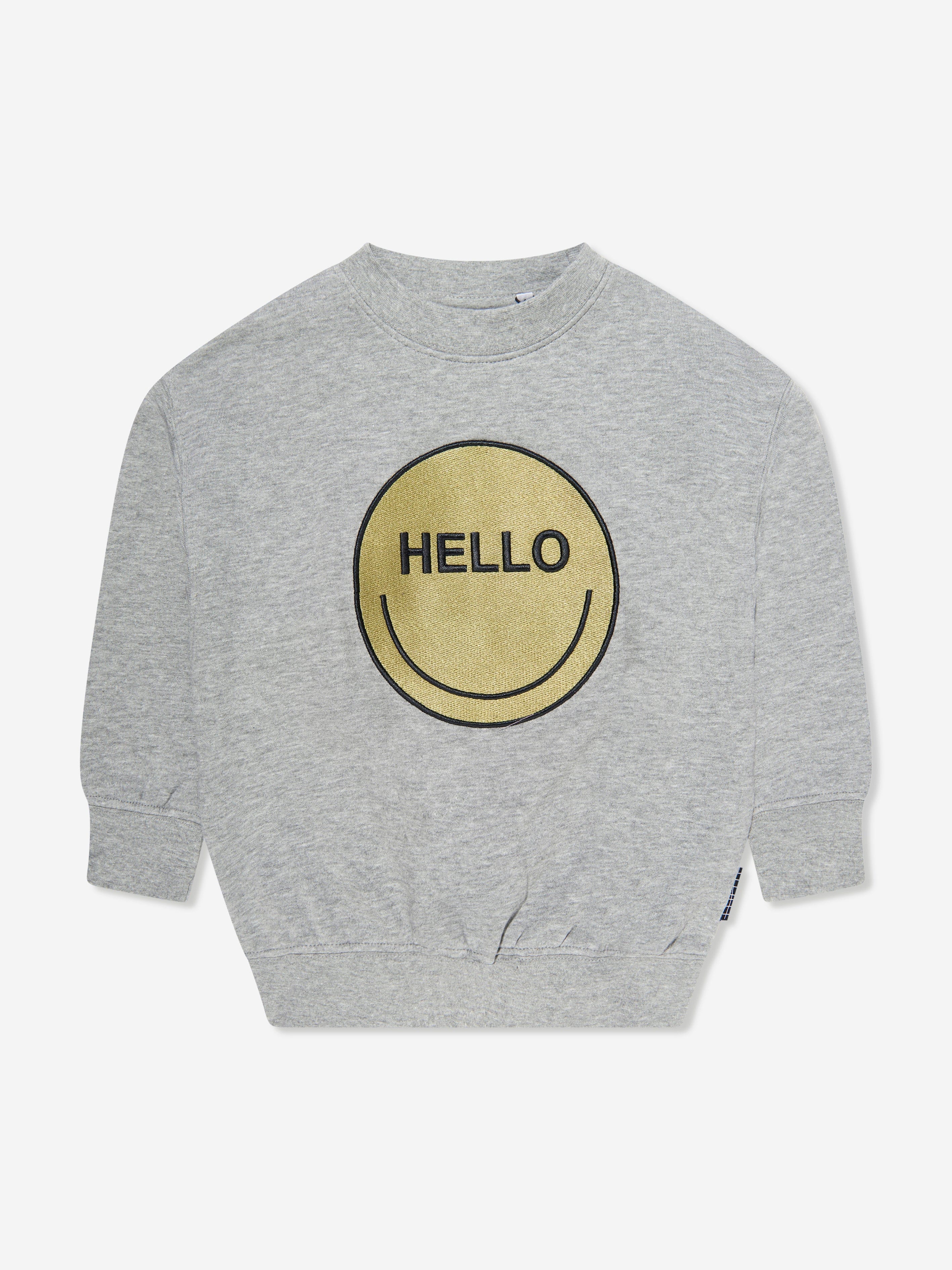 Molo Boys Mar Smiley Sweatshirt In Grey