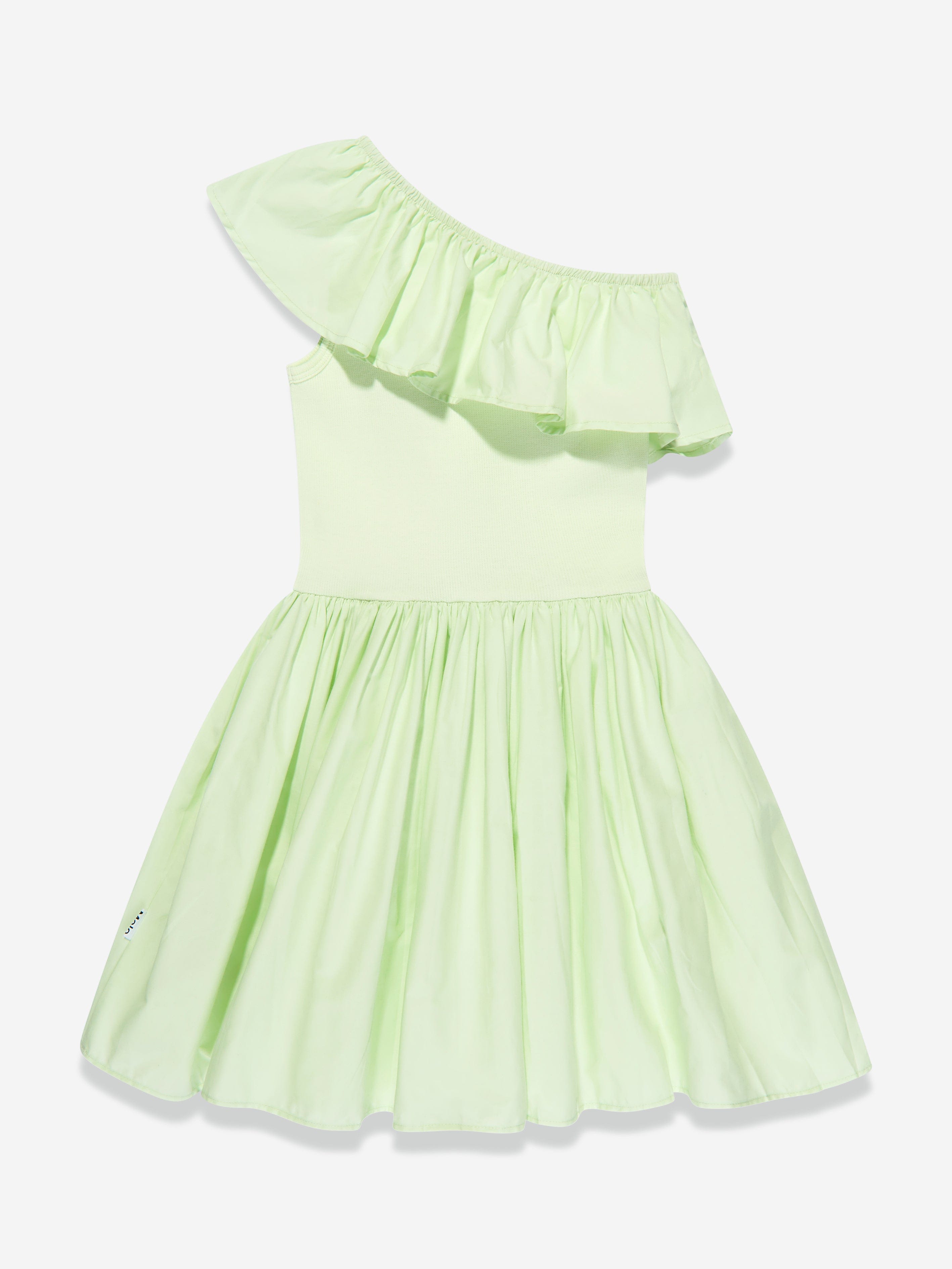 Molo Girls Organic Cotton Chloey Asymmetrical Dress In Green