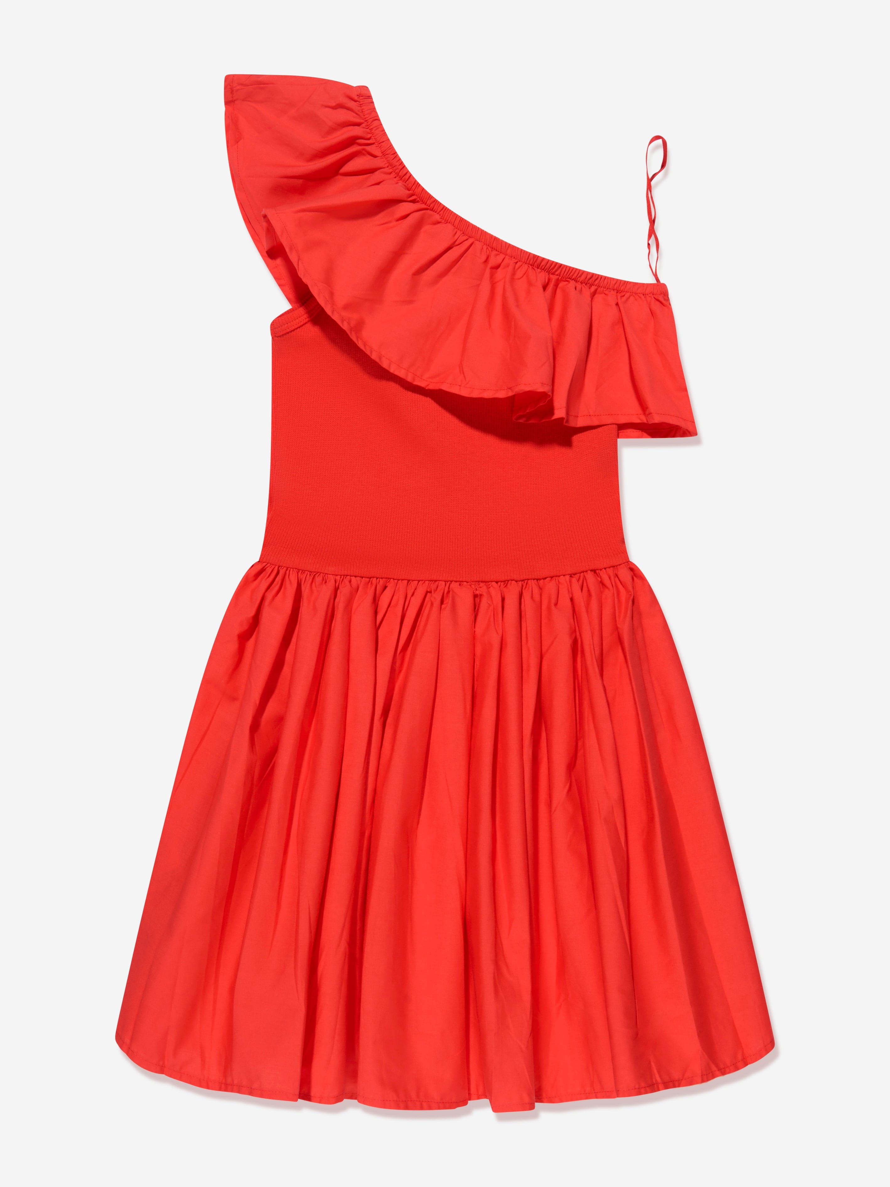 Molo Girls Organic Cotton Chloey Asymmetrical Dress In Red