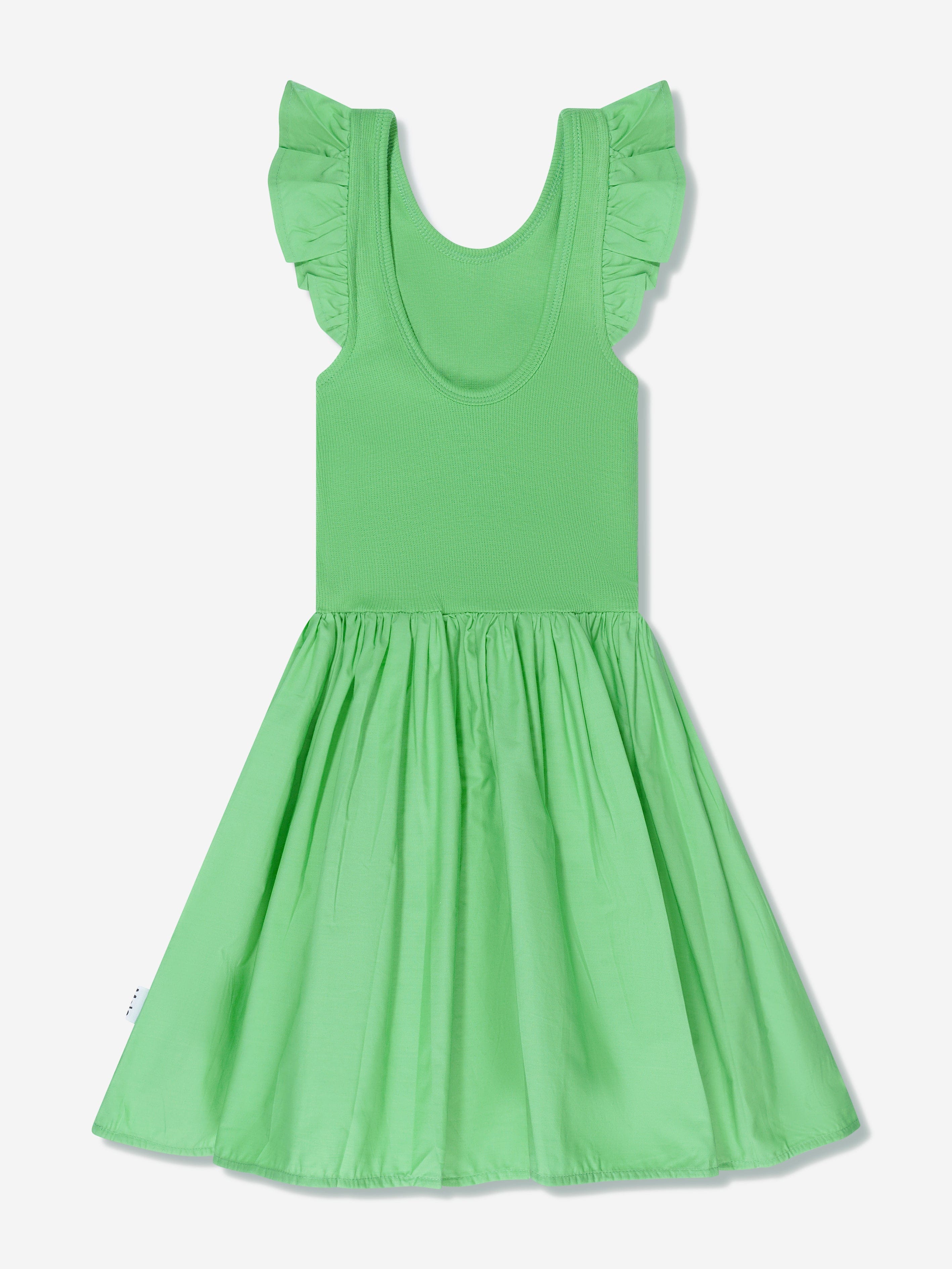 Molo Girls Organic Cotton Cloudia Dress In Green