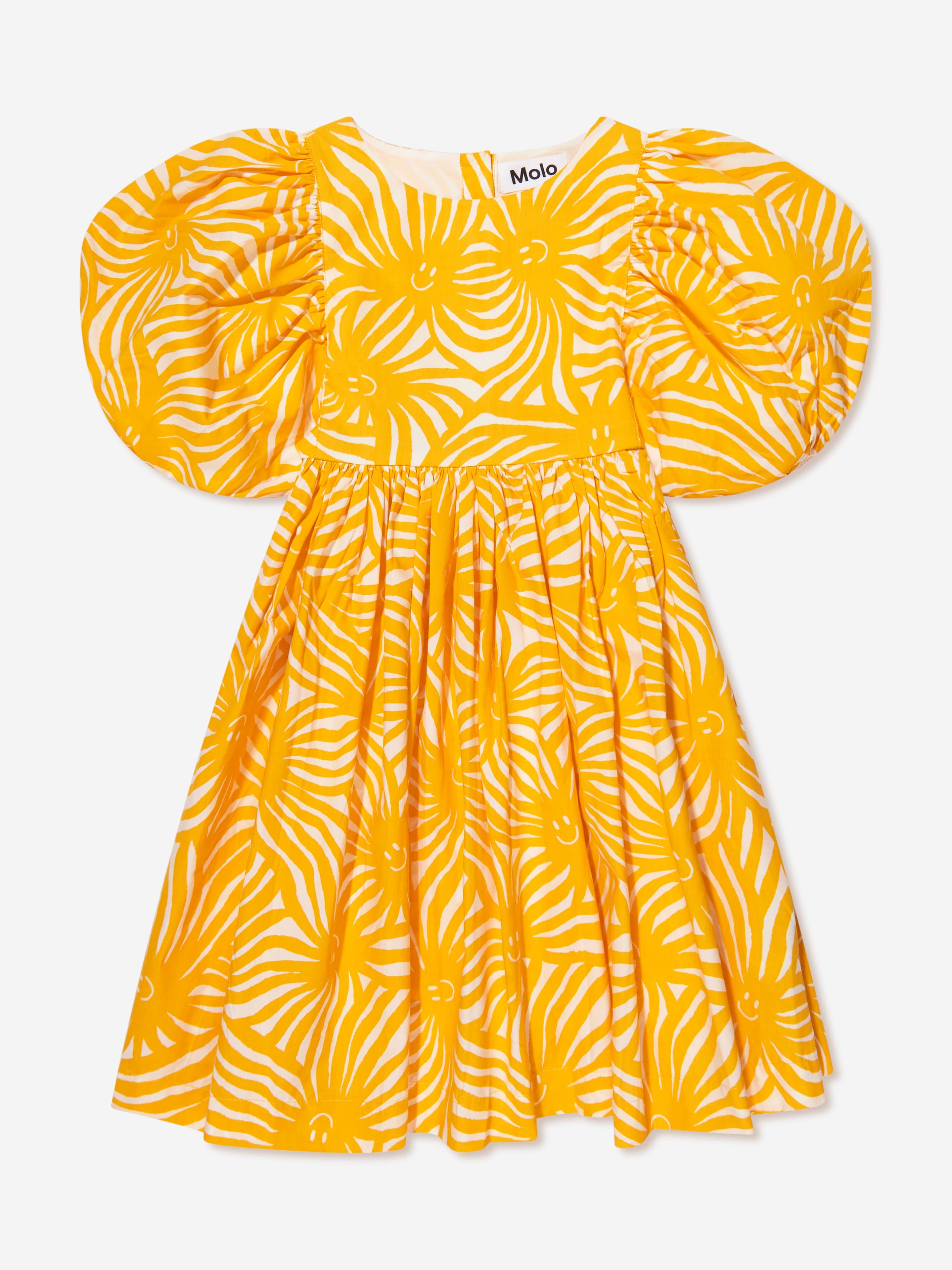 Molo Girls Organic Cotton Calyita Dress In Yellow