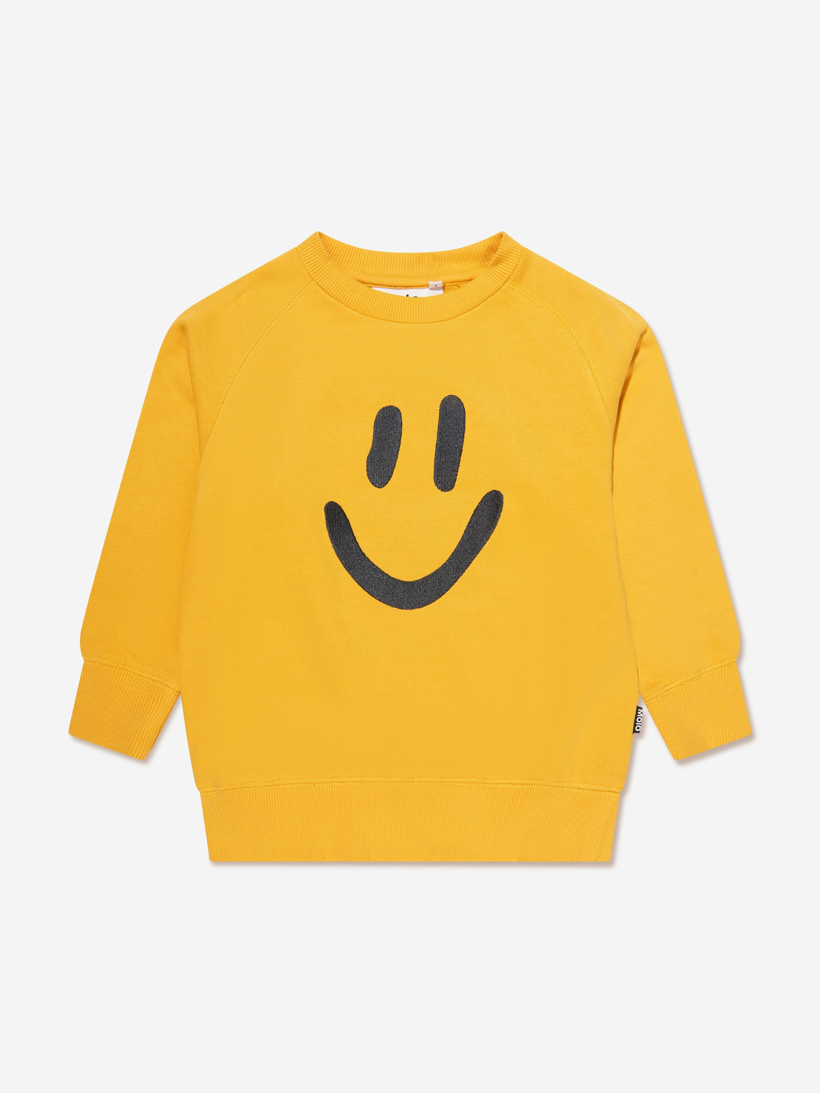 Molo Kids Organic Cotton Smiley Sweatshirt In Yellow