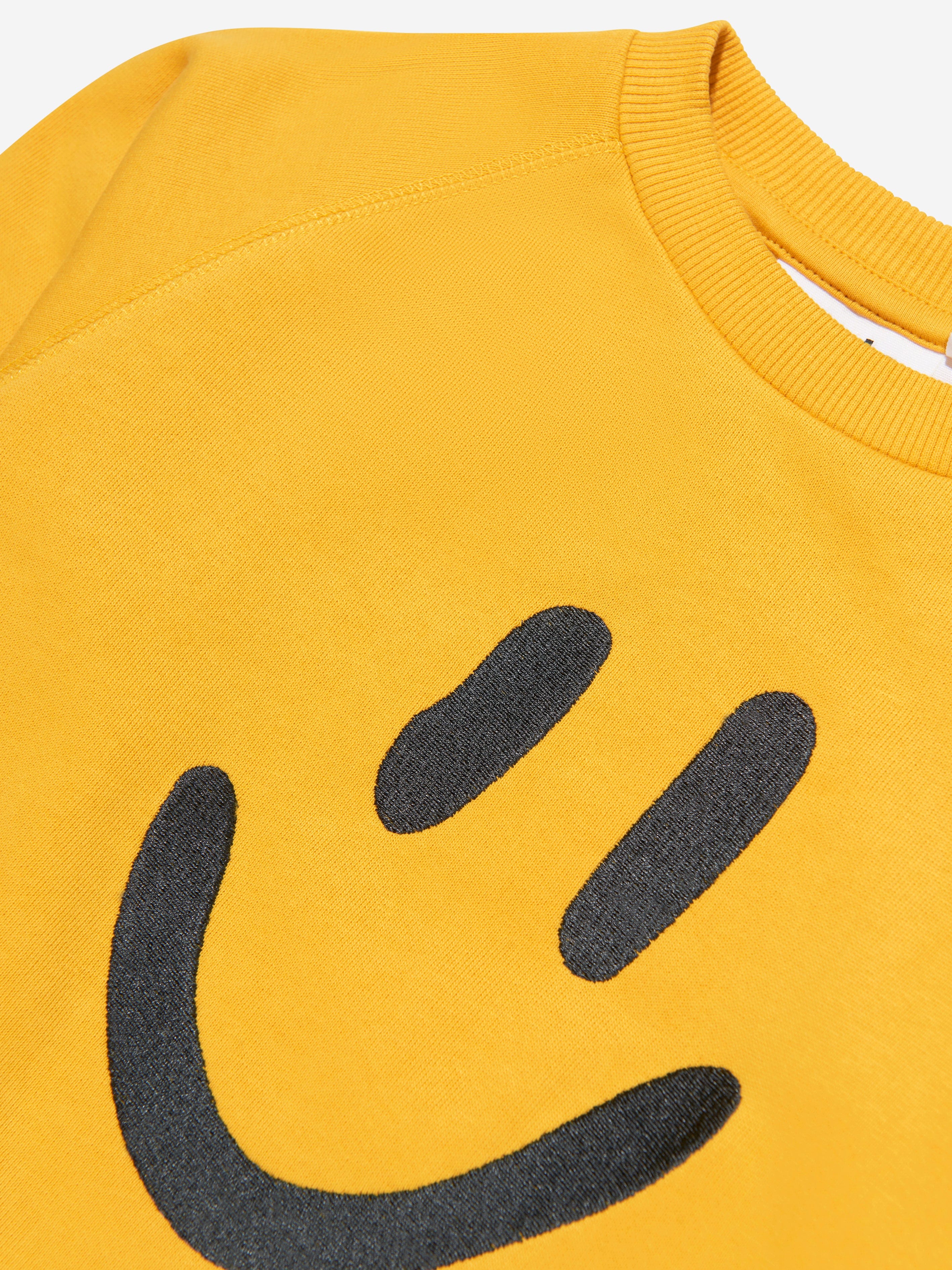 Molo Kids Organic Cotton Smiley Sweatshirt In Yellow