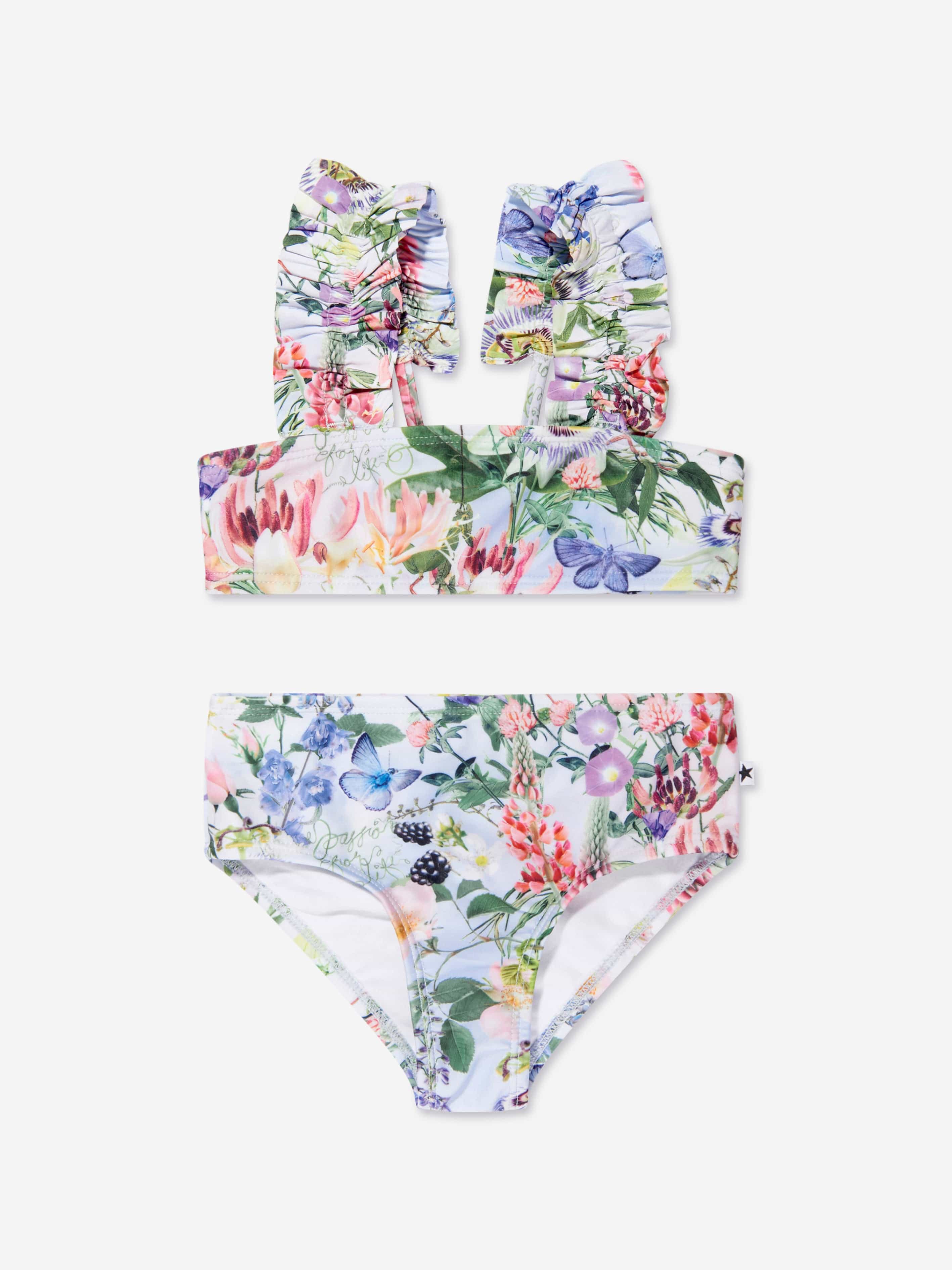 Molo Girls Floral Print Bikini In Multicolour