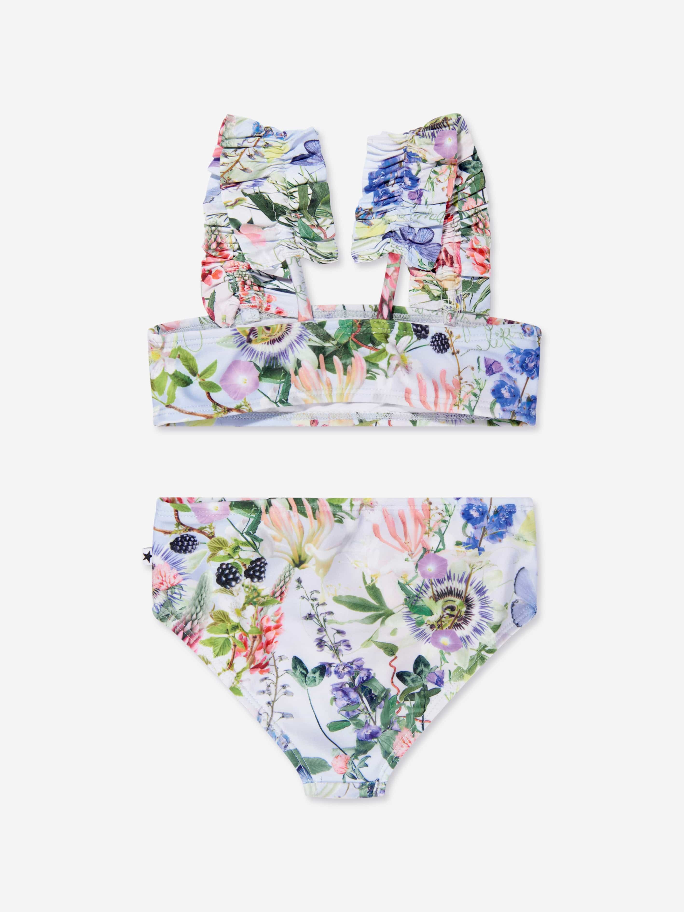 Molo Girls Floral Print Bikini In Multicolour