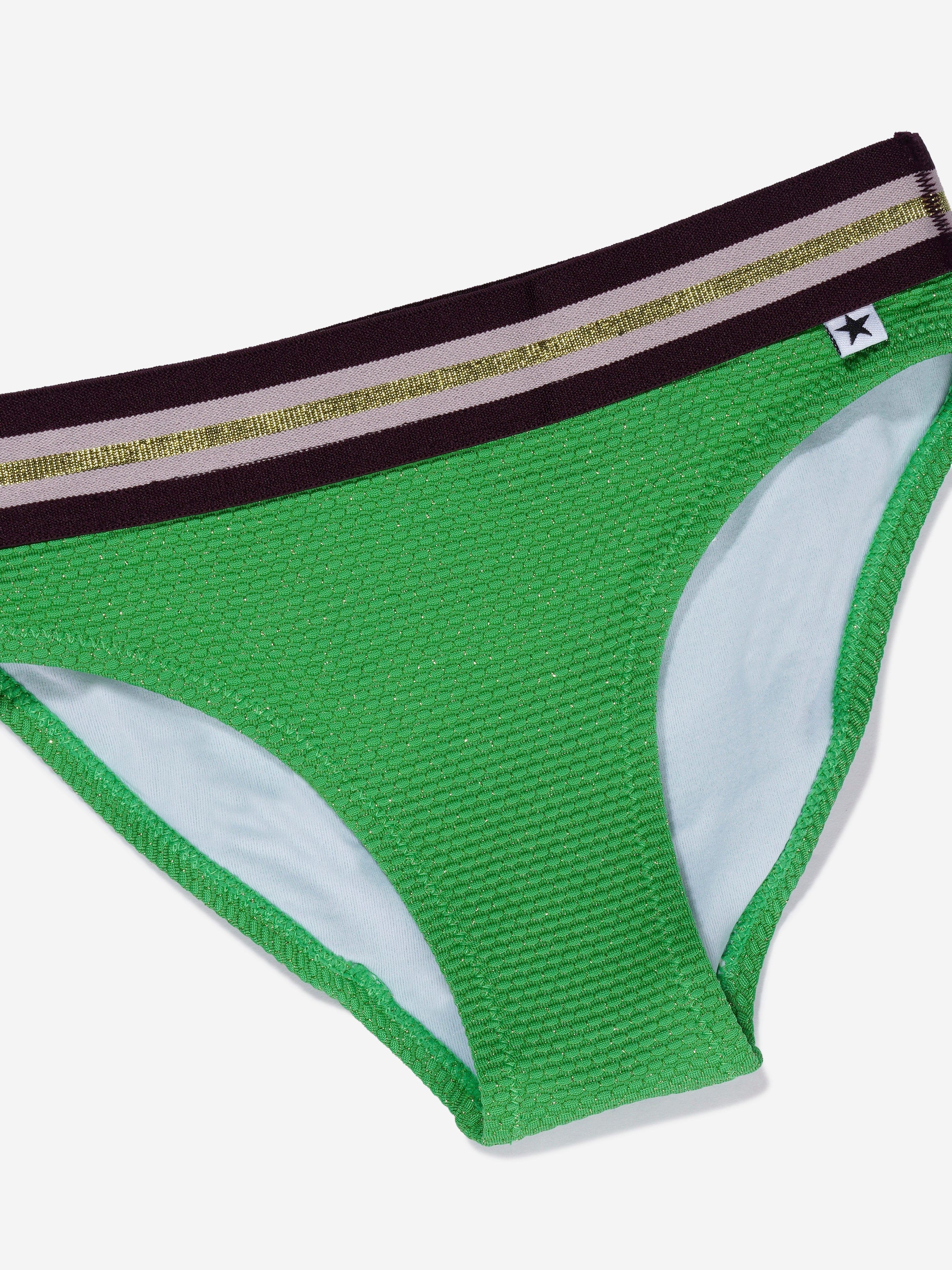 Molo Girls Metallic Stripe Nicola Bikini In Green